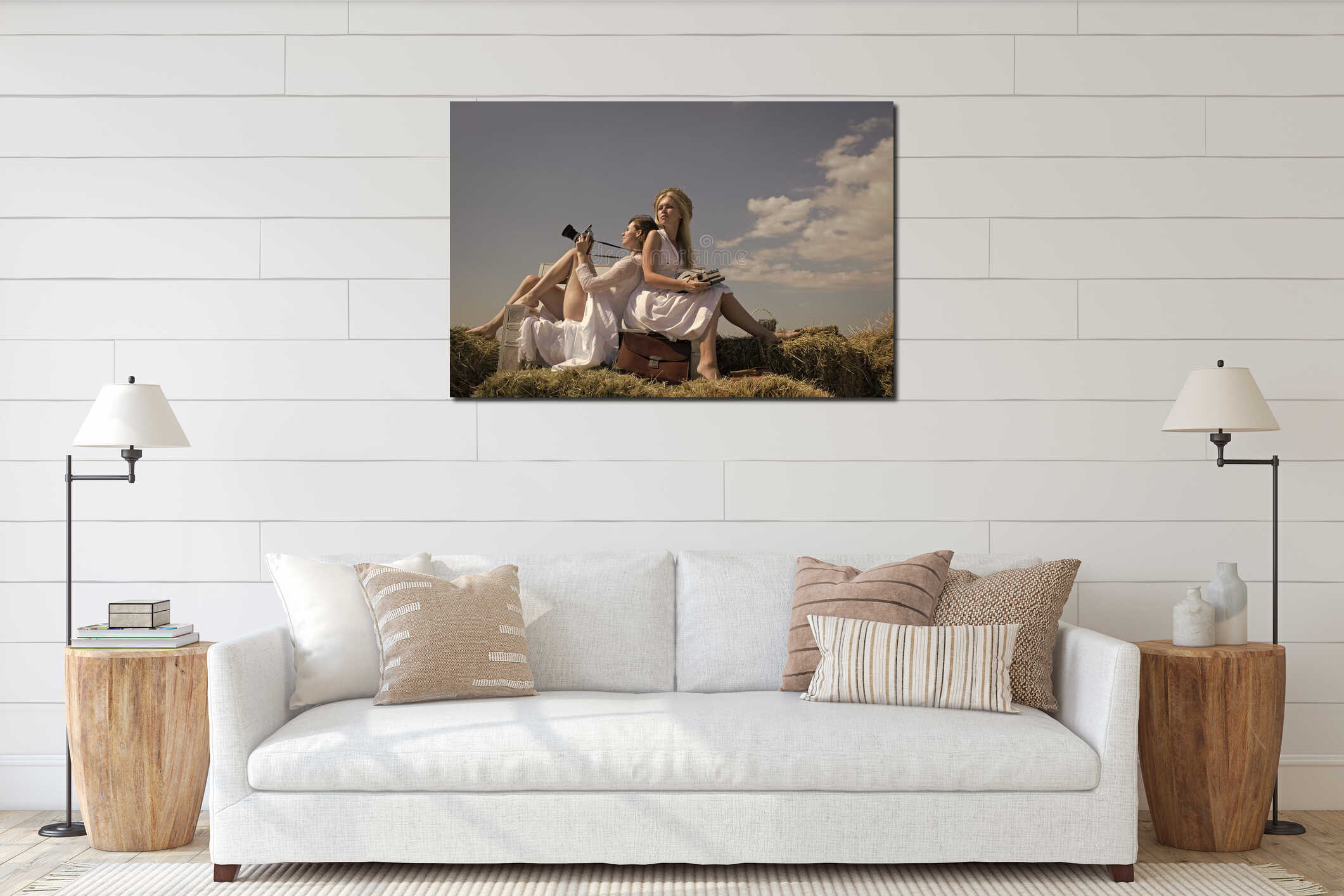 Canvas hanging interior mockup