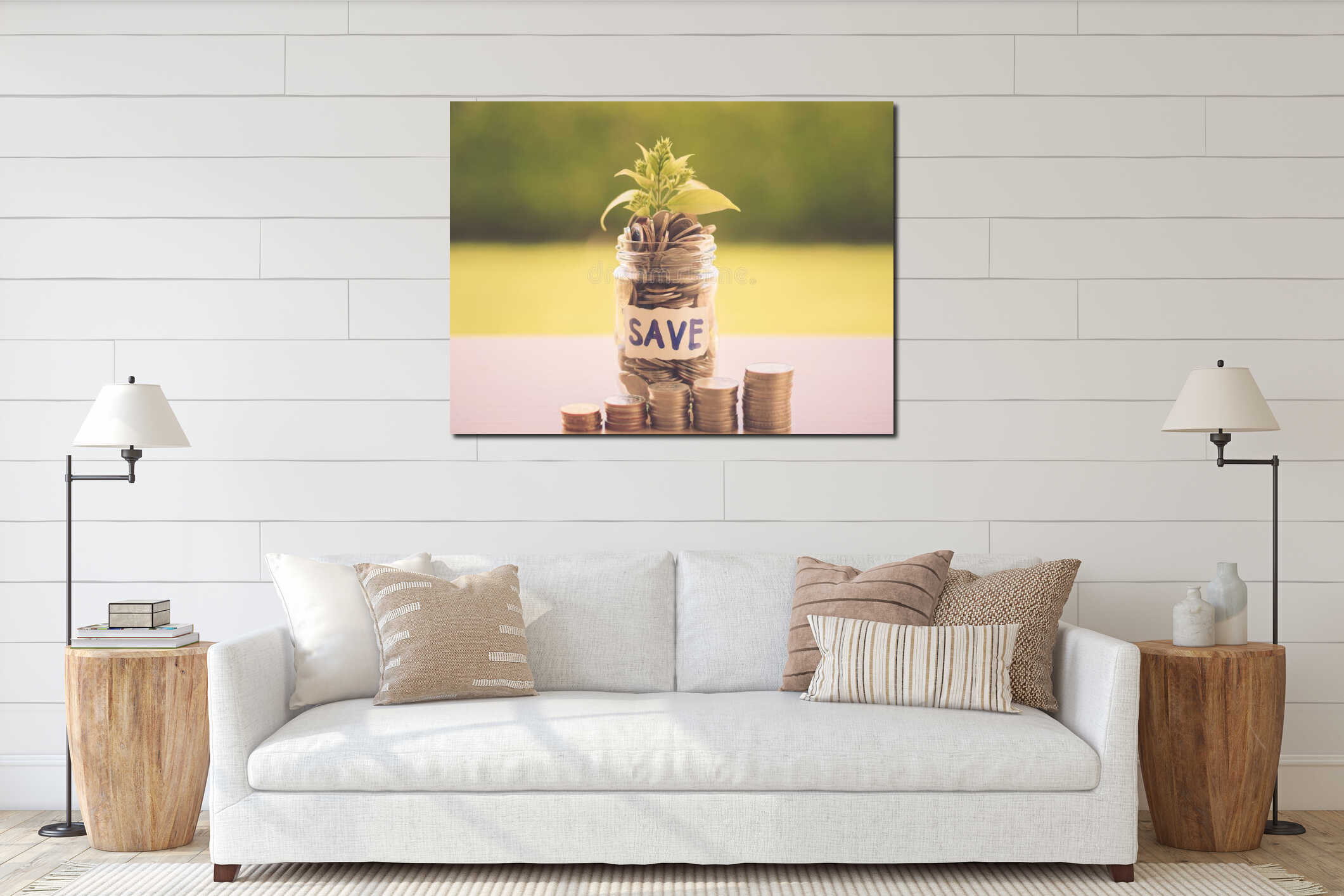 Canvas hanging interior mockup