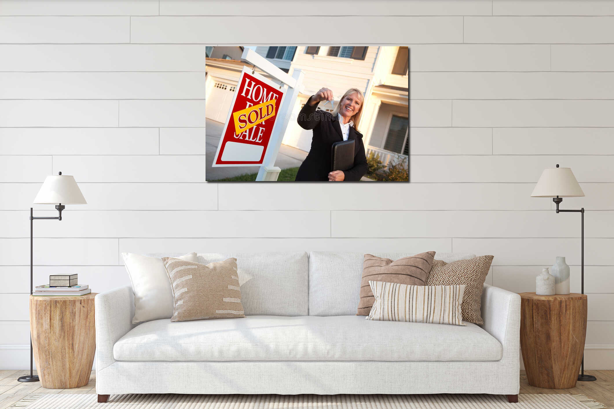 Canvas hanging interior mockup
