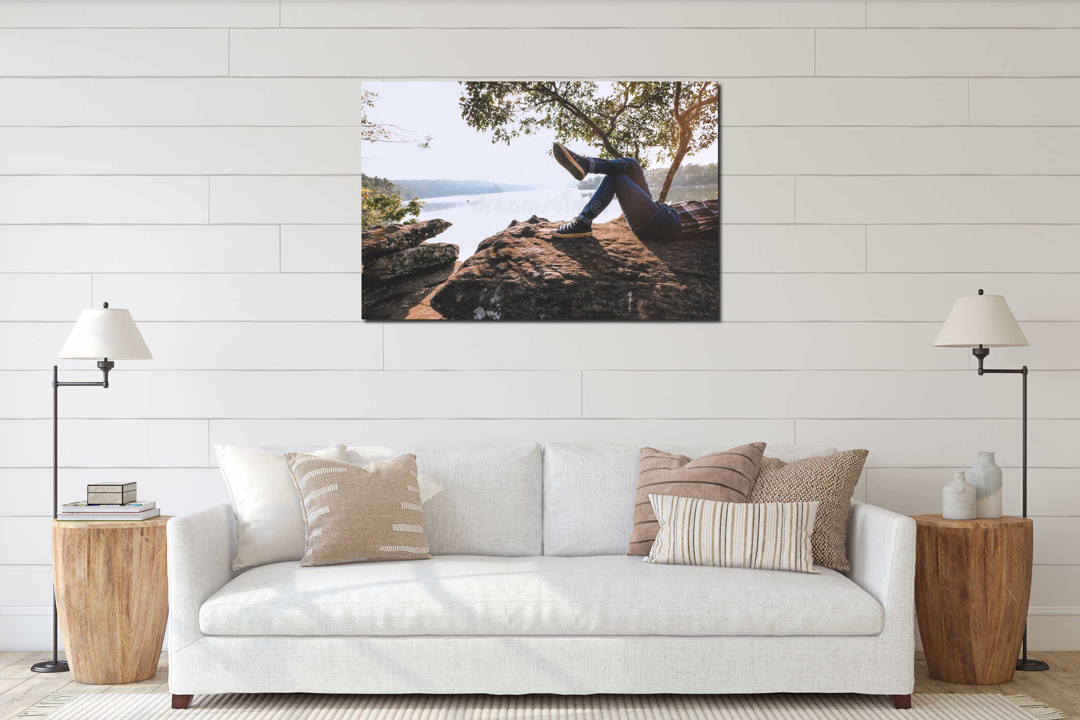 Canvas hanging interior mockup