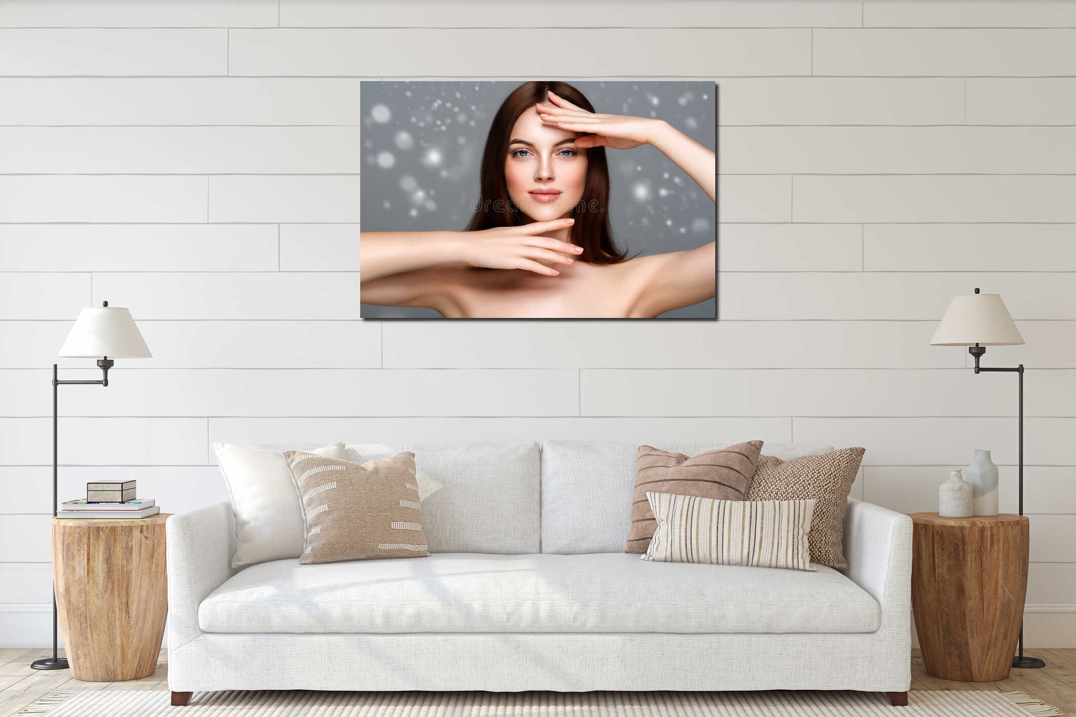 Canvas hanging interior mockup