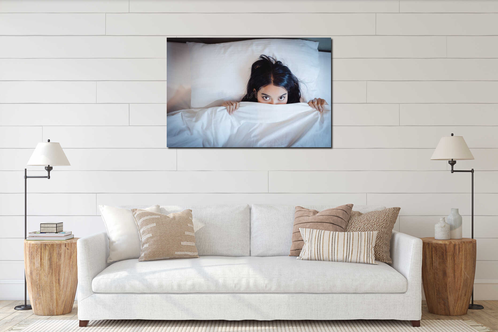 Canvas hanging interior mockup