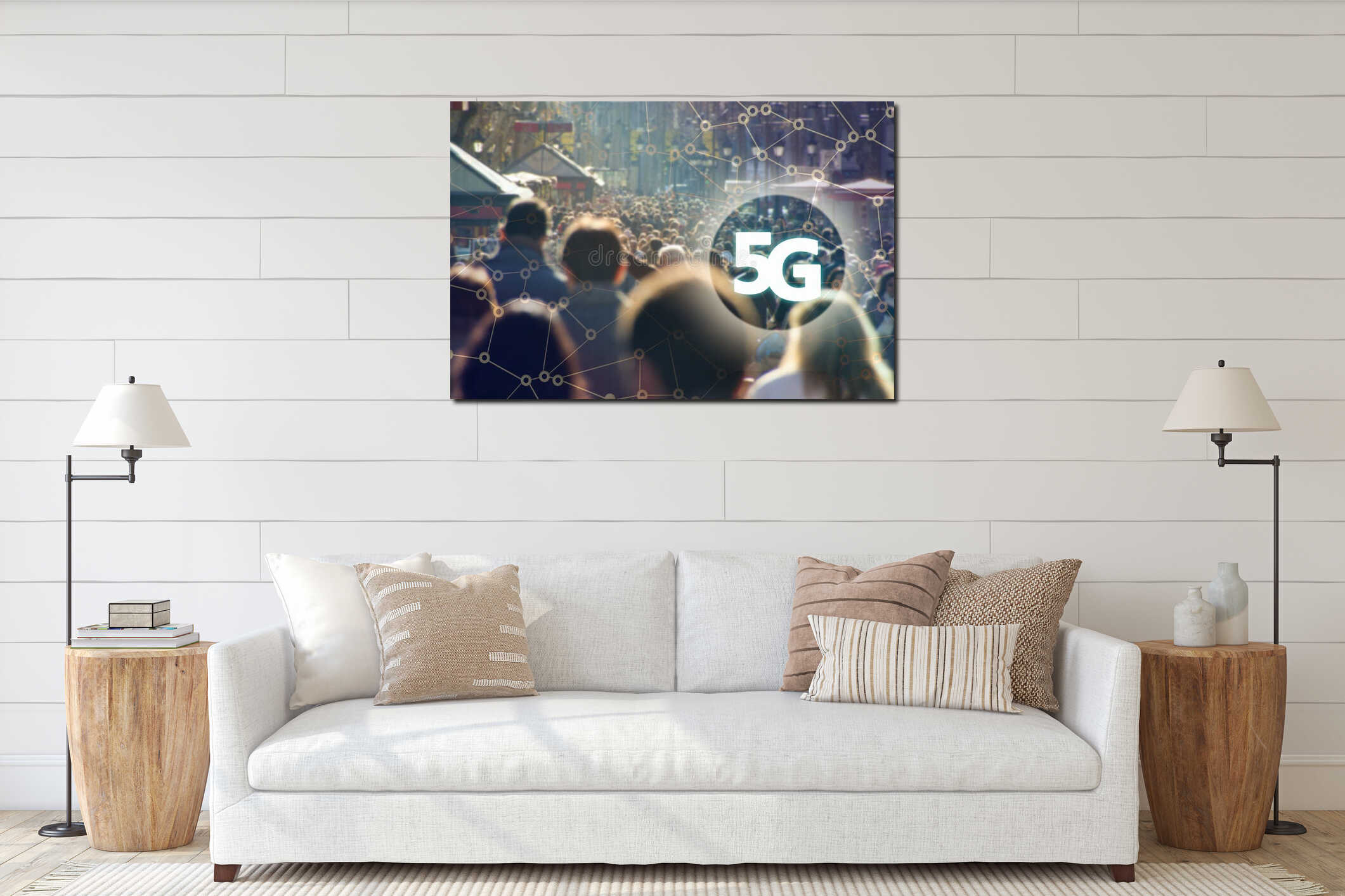 Canvas hanging interior mockup