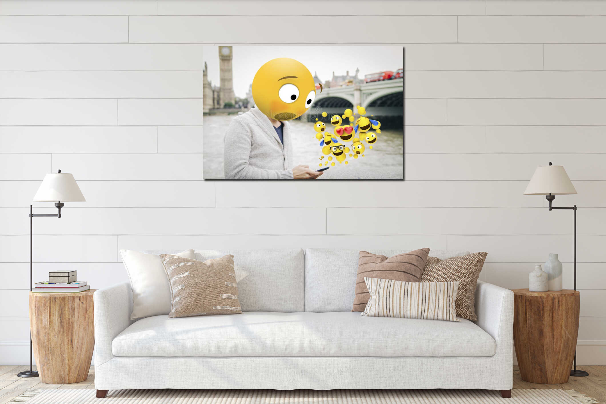 Canvas hanging interior mockup