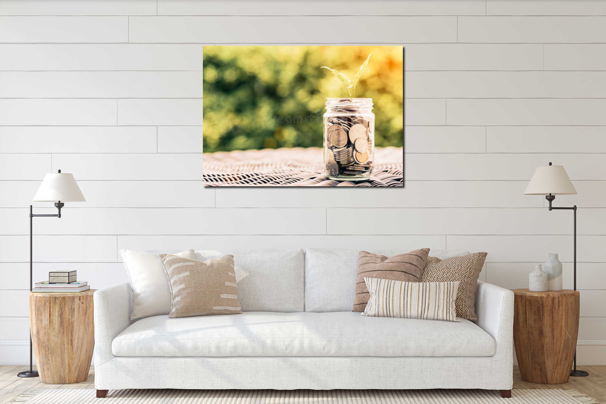 Canvas hanging interior mockup