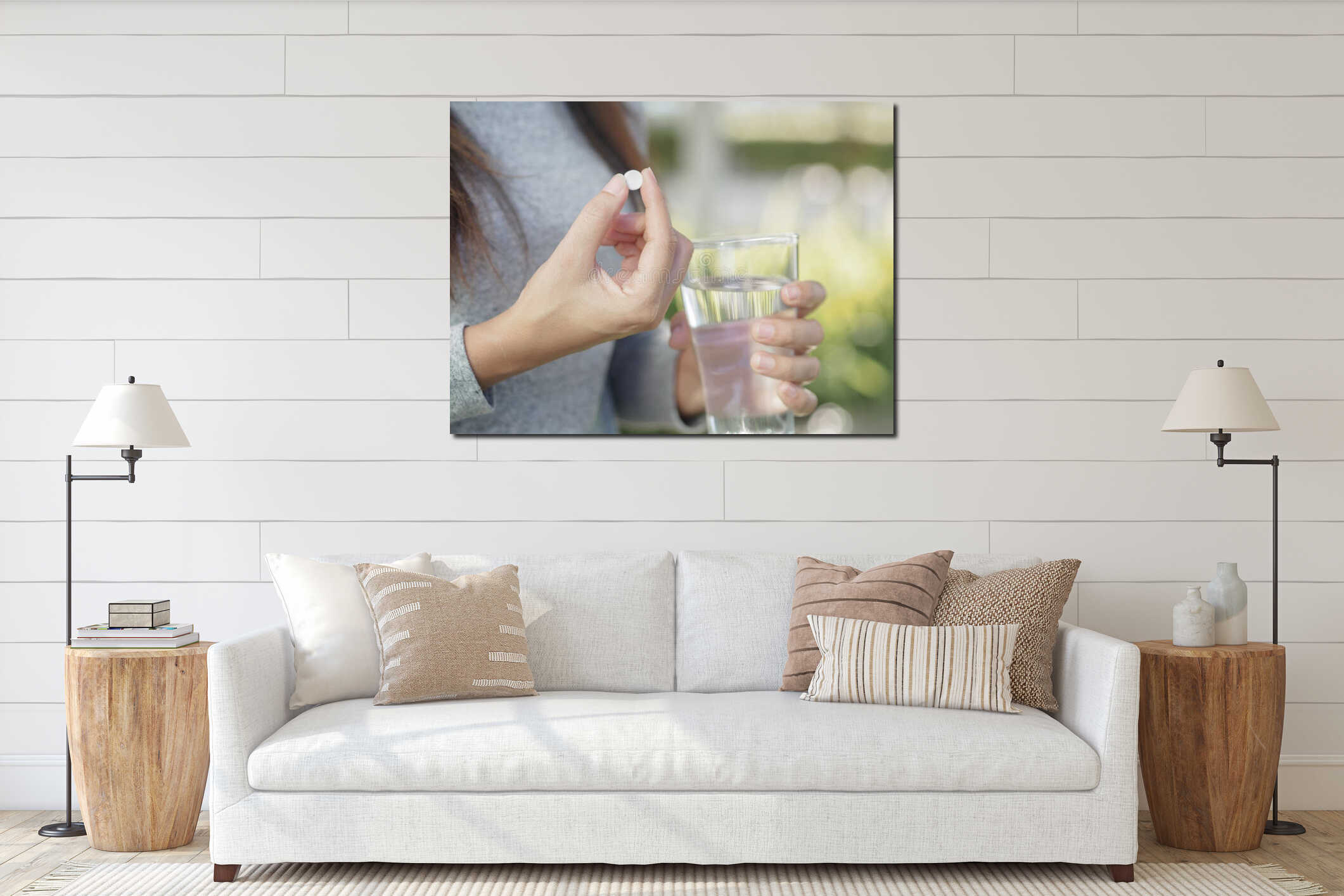Canvas hanging interior mockup