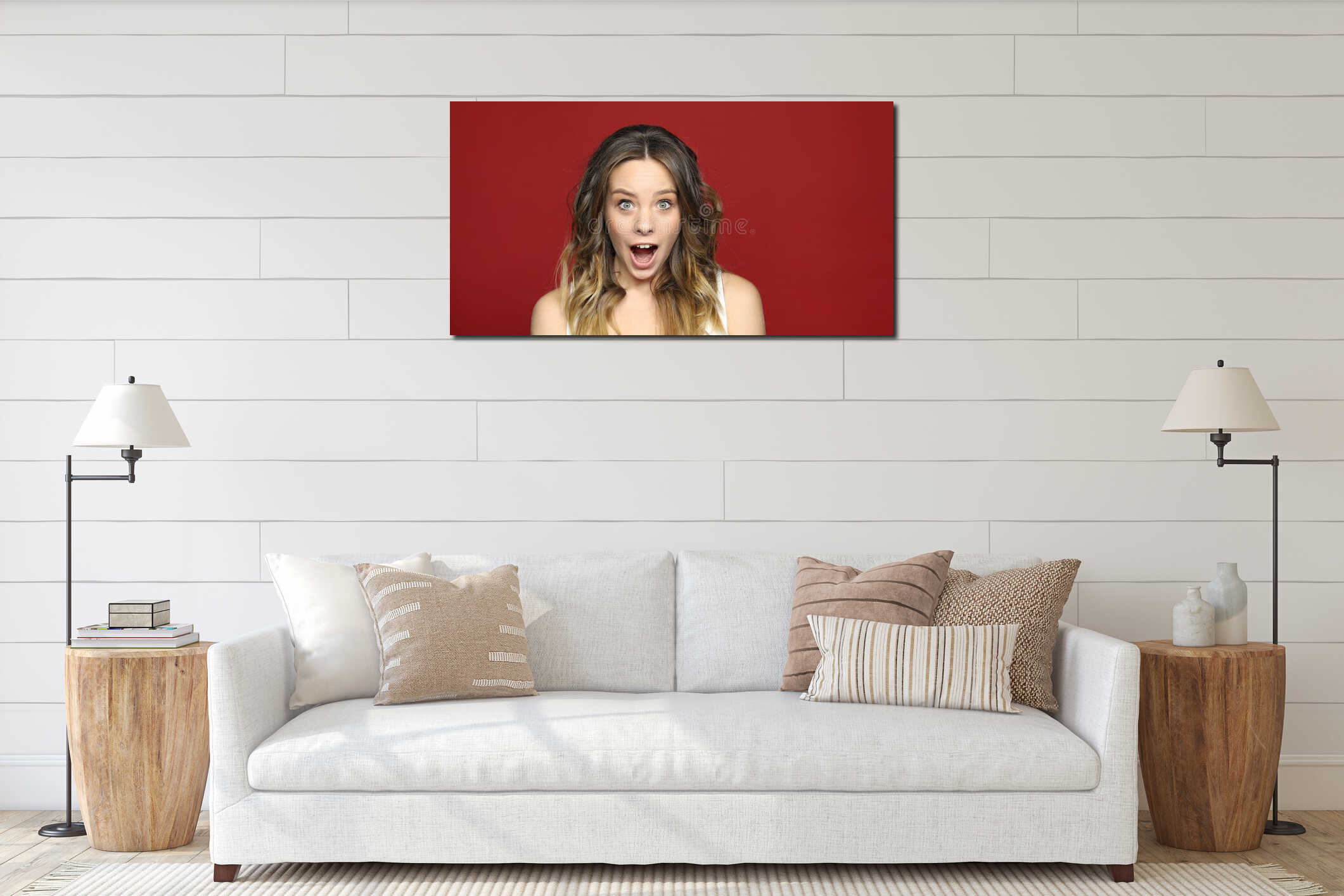 Canvas hanging interior mockup
