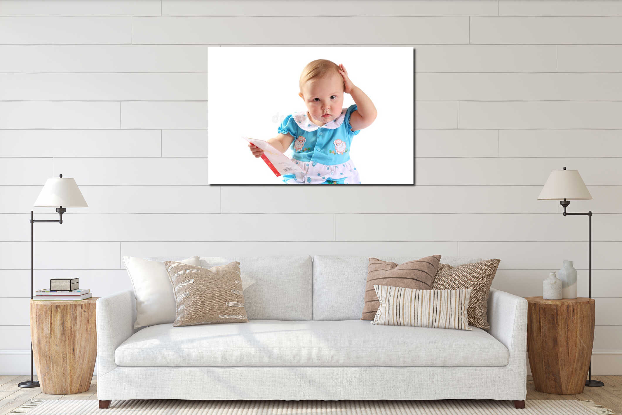 Canvas hanging interior mockup