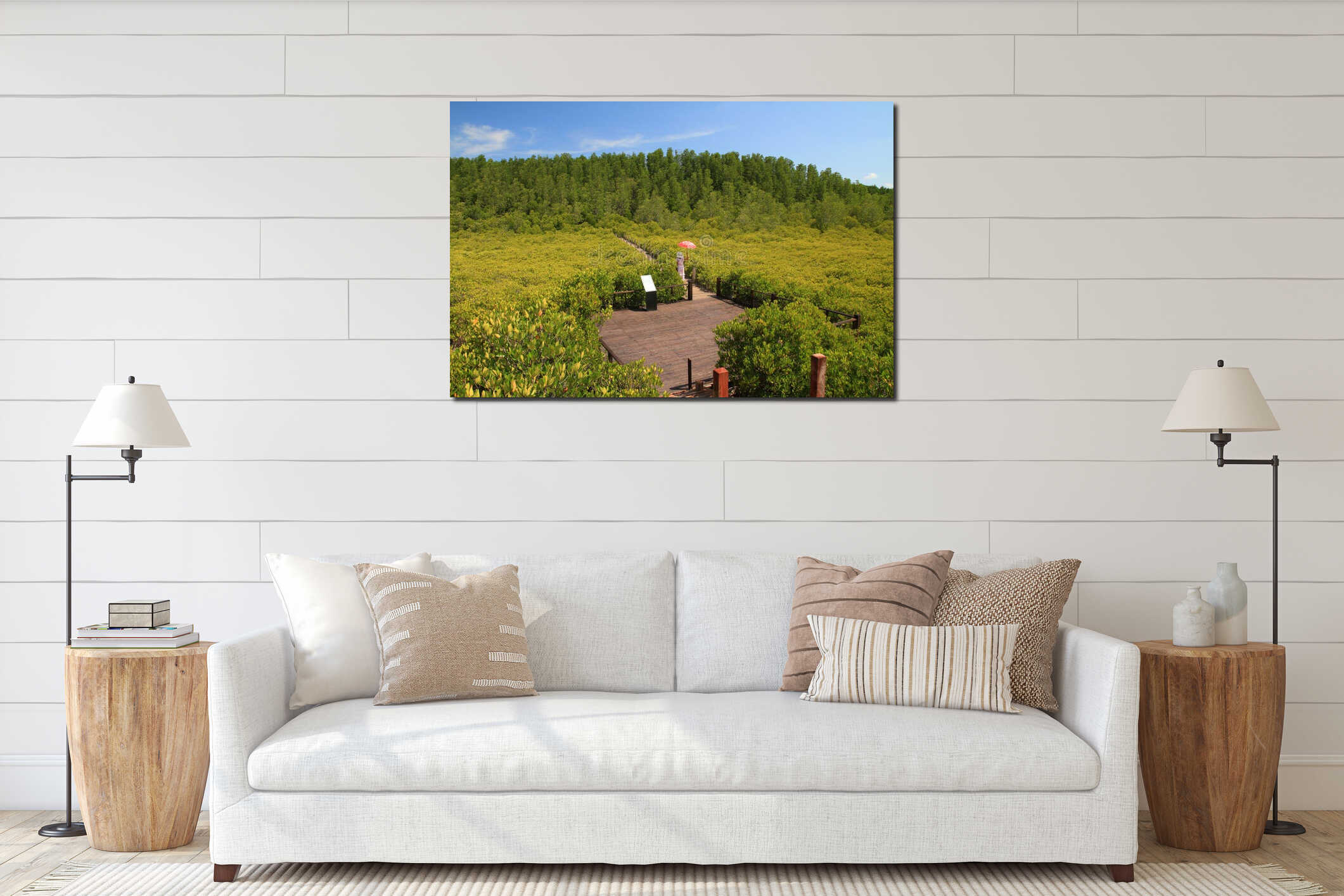 Canvas hanging interior mockup