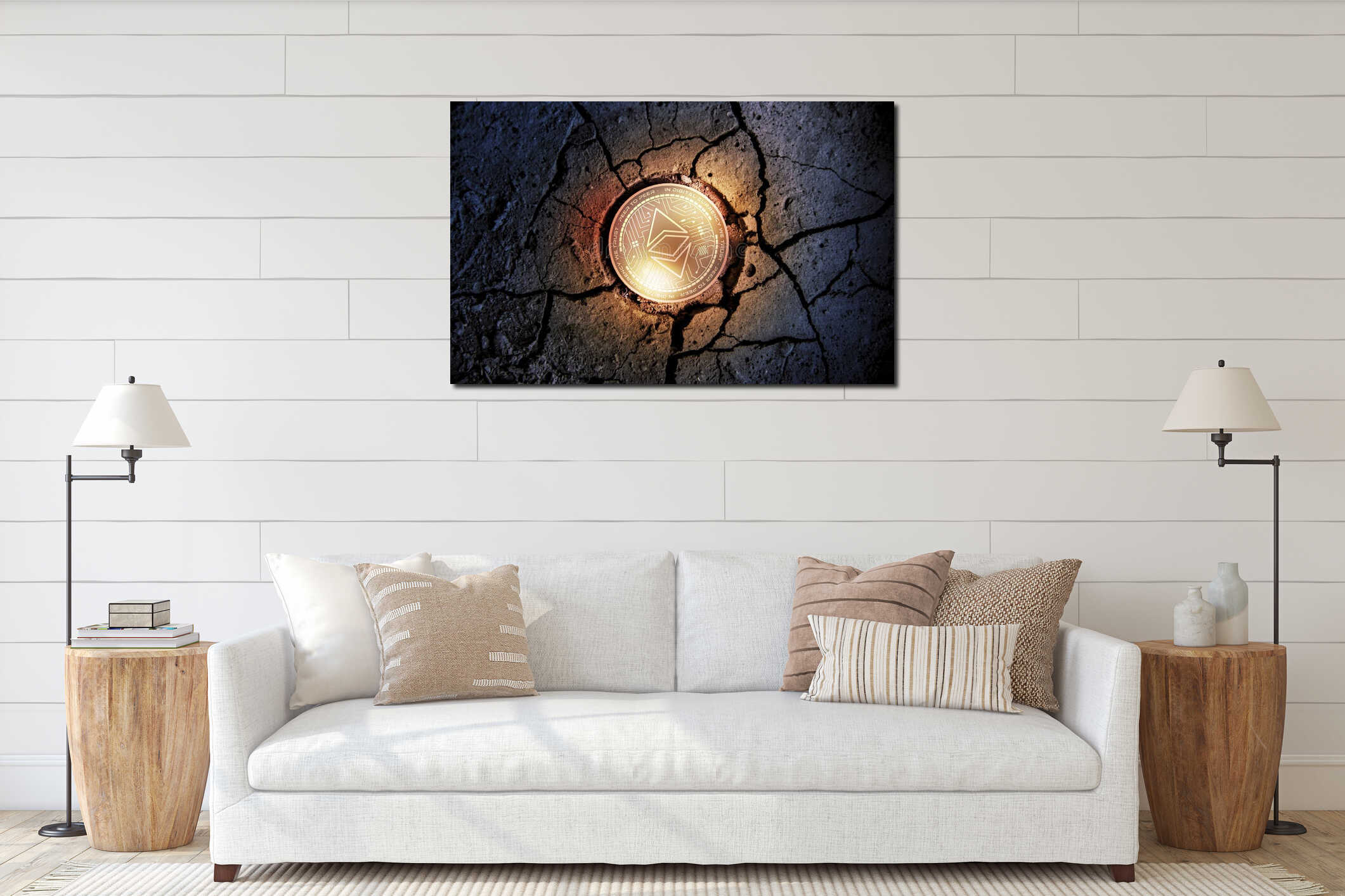 Canvas hanging interior mockup