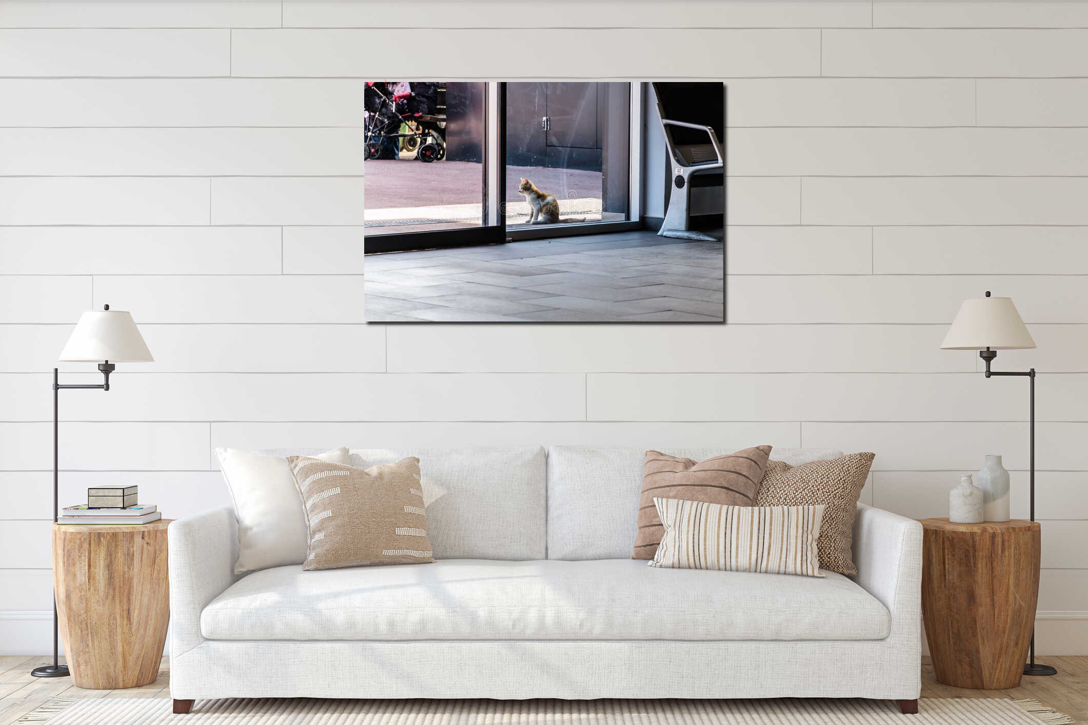 Canvas hanging interior mockup