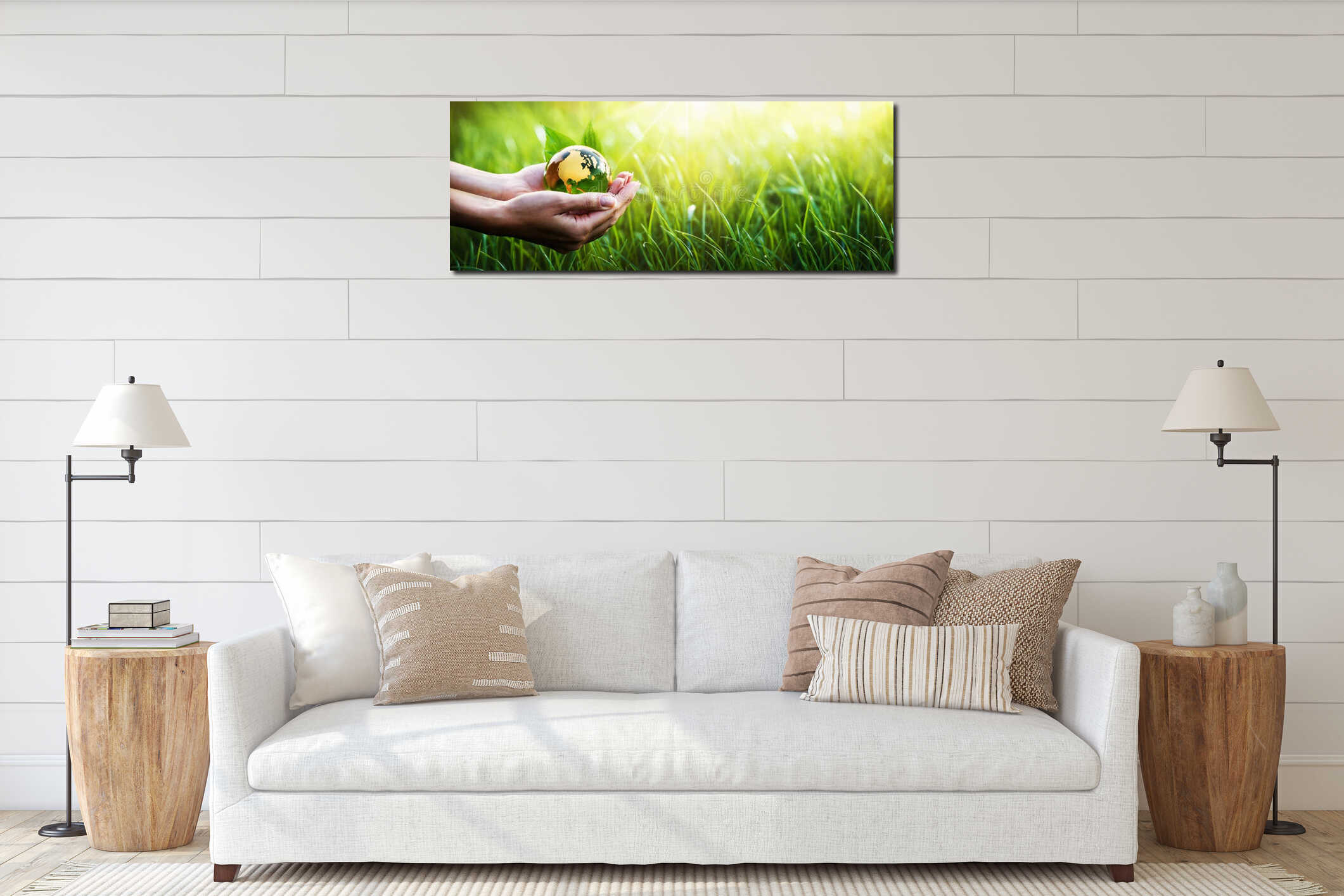 Canvas hanging interior mockup