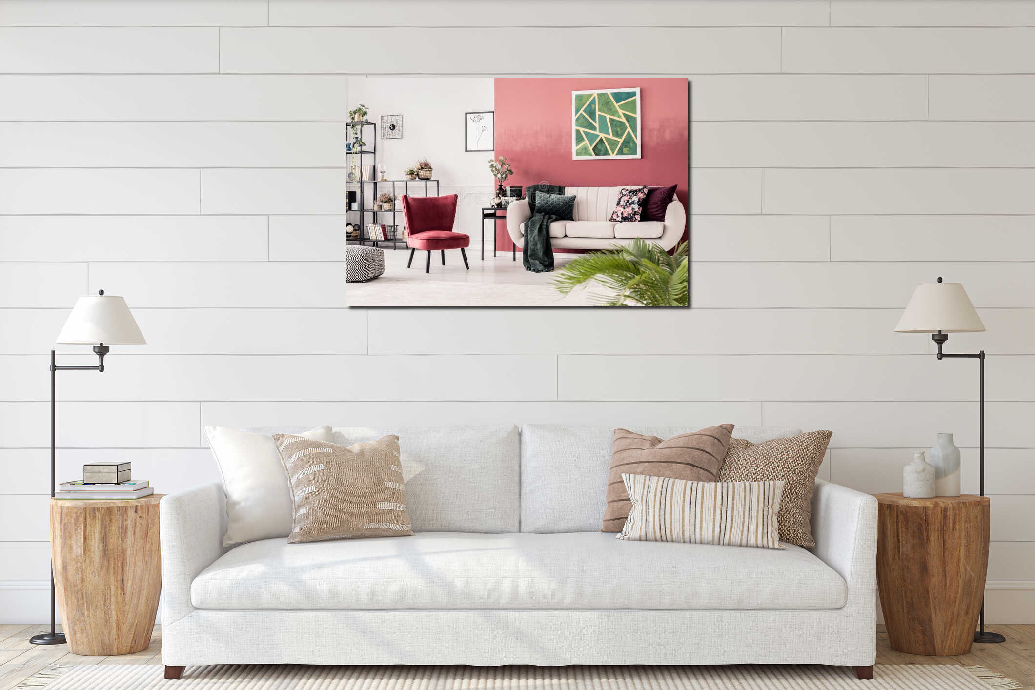 Canvas hanging interior mockup