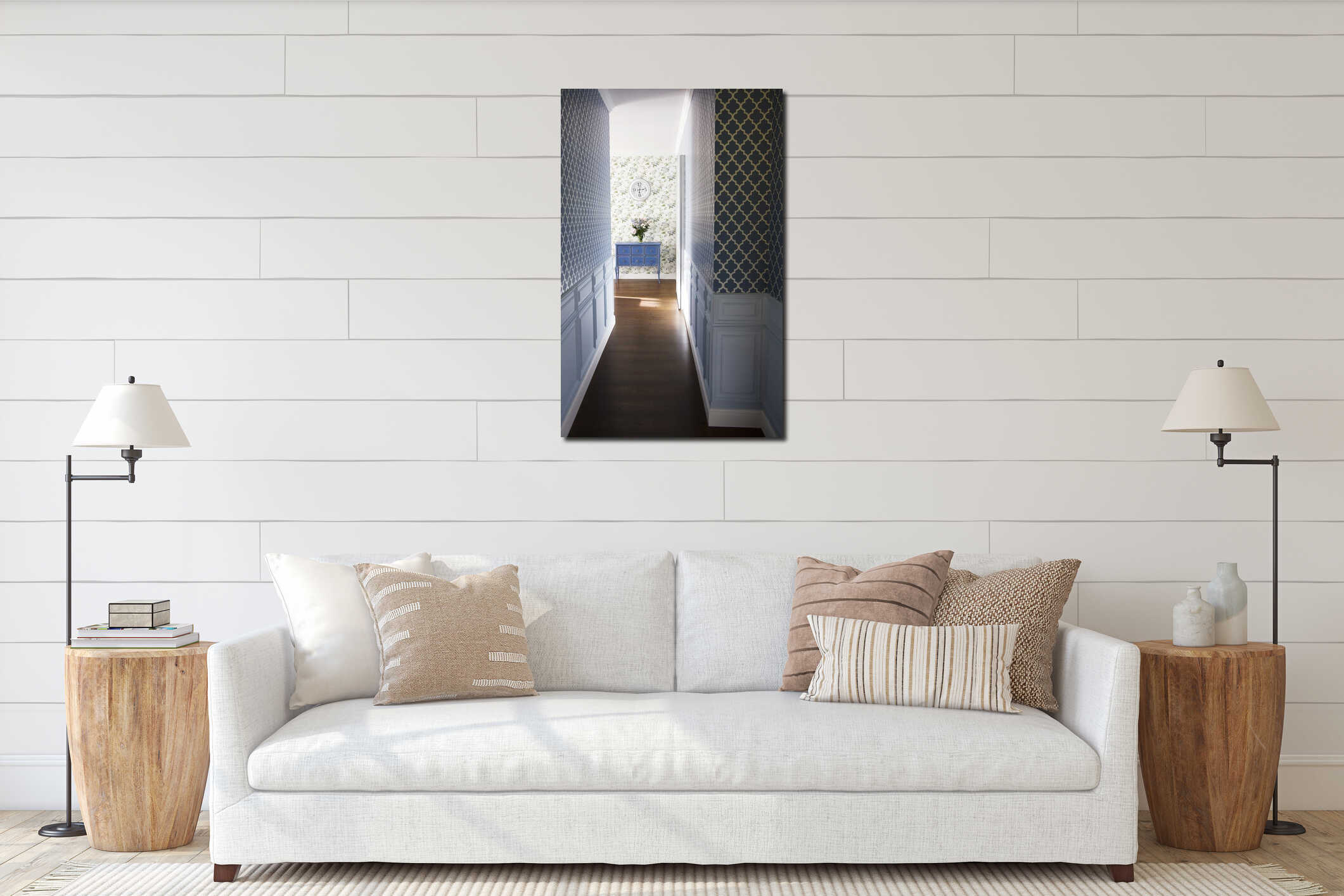 Canvas hanging interior mockup