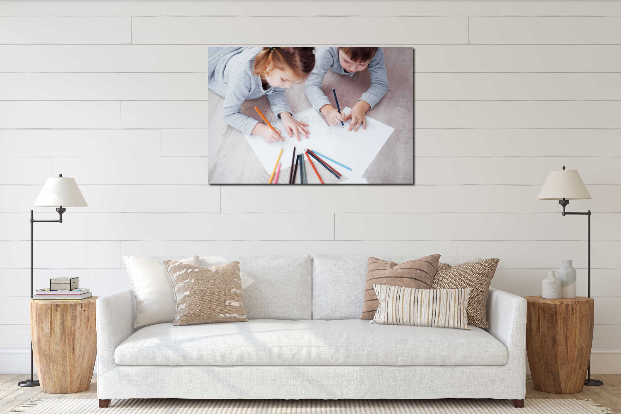 Canvas hanging interior mockup