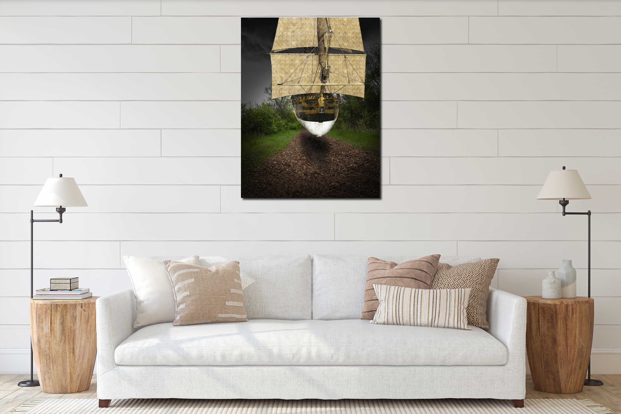Canvas hanging interior mockup
