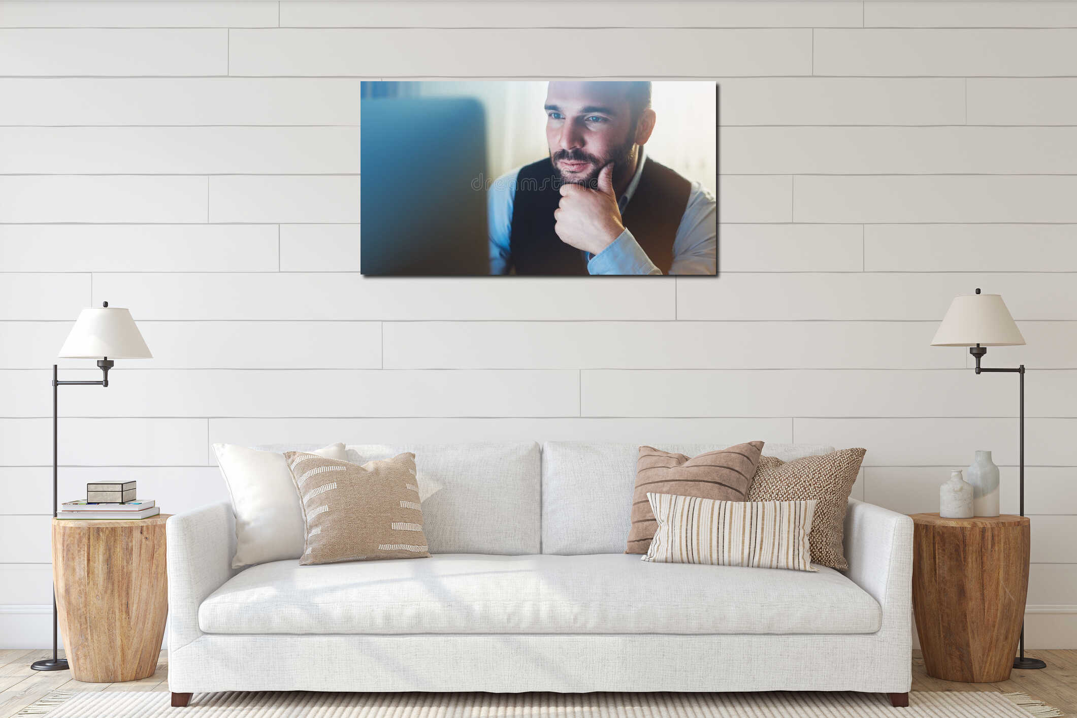 Canvas hanging interior mockup