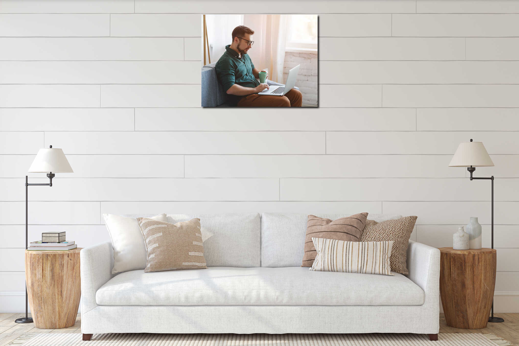 Canvas hanging interior mockup
