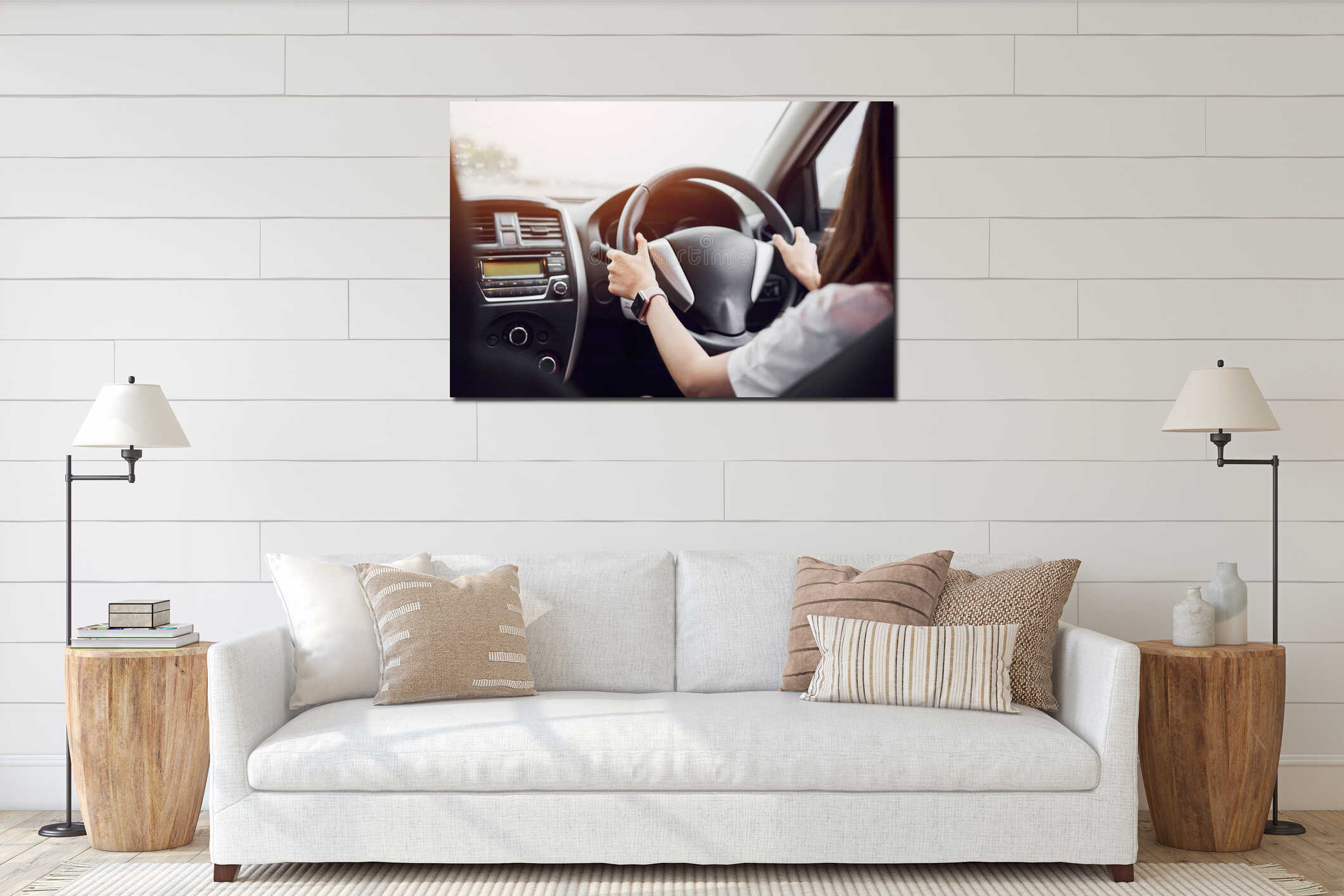 Canvas hanging interior mockup
