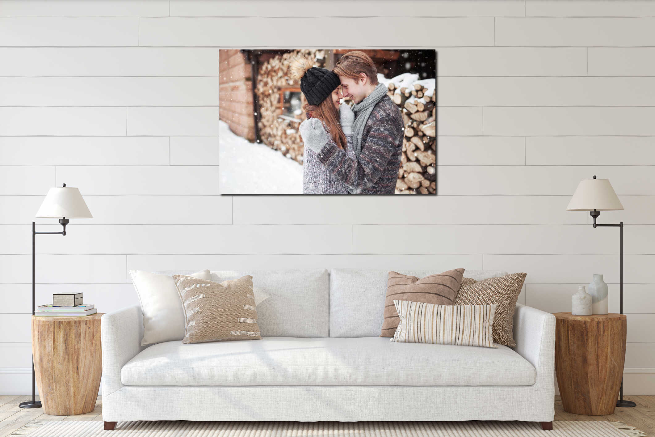 Canvas hanging interior mockup