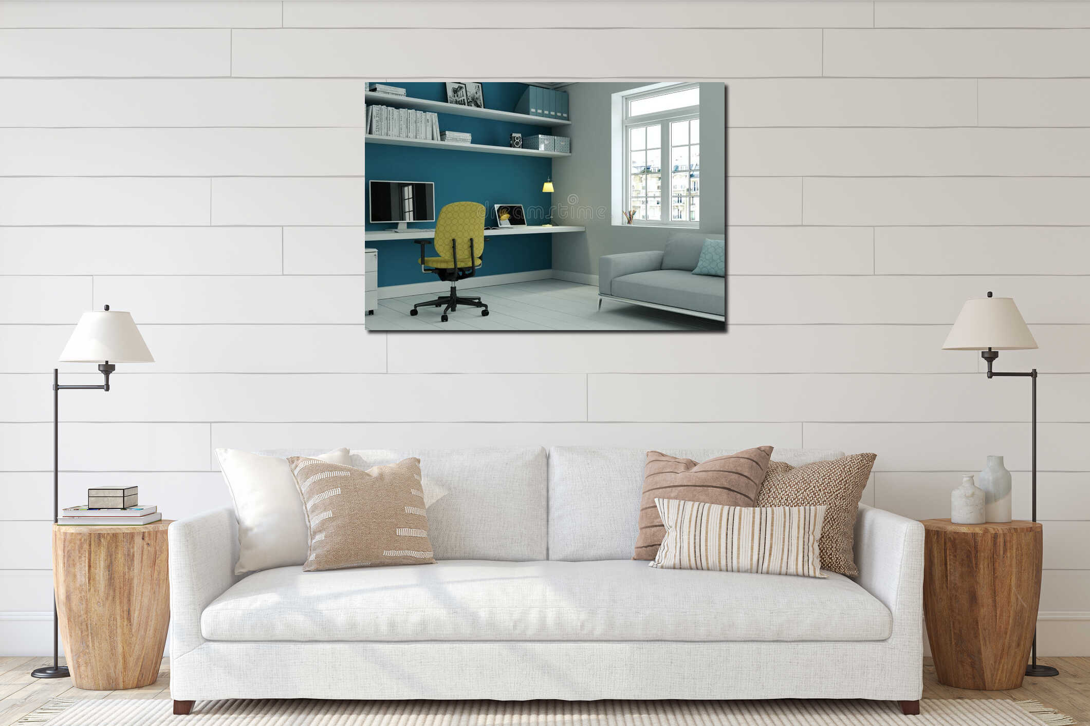 Canvas hanging interior mockup