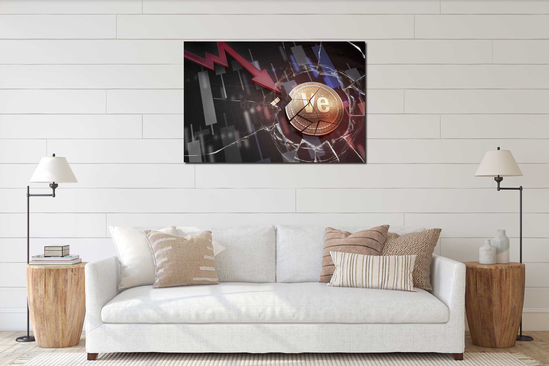 Canvas hanging interior mockup