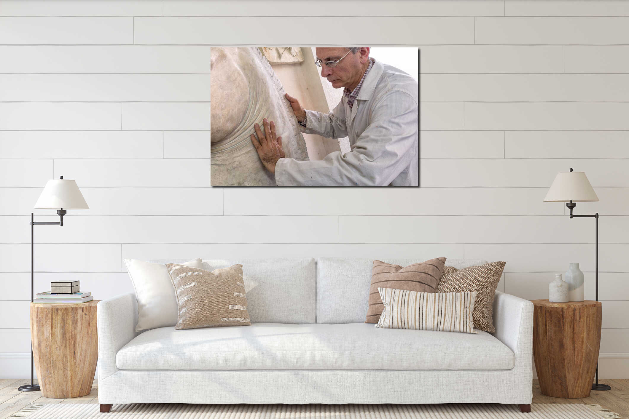 Canvas hanging interior mockup