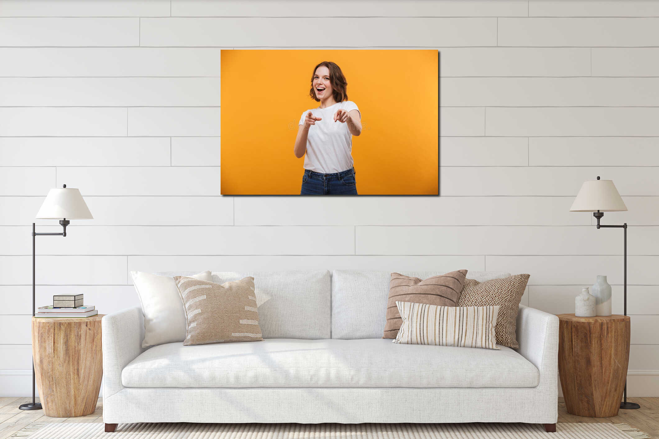 Canvas hanging interior mockup