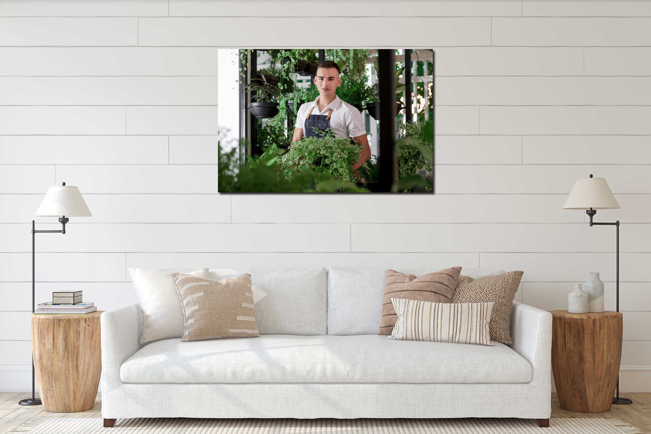 Canvas hanging interior mockup