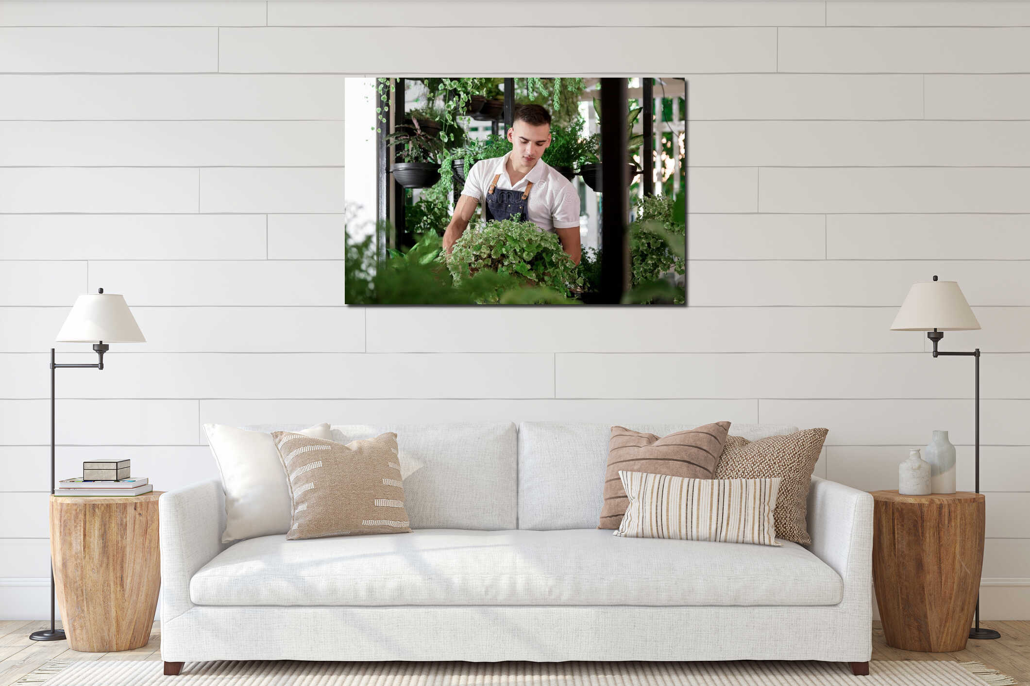 Canvas hanging interior mockup