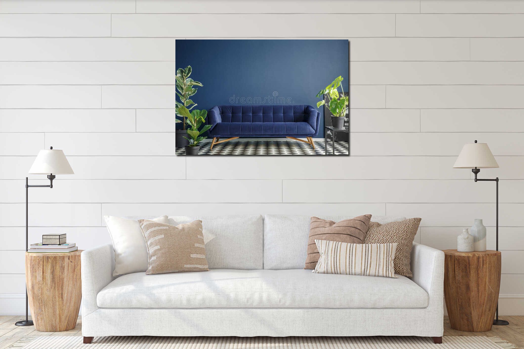 Canvas hanging interior mockup