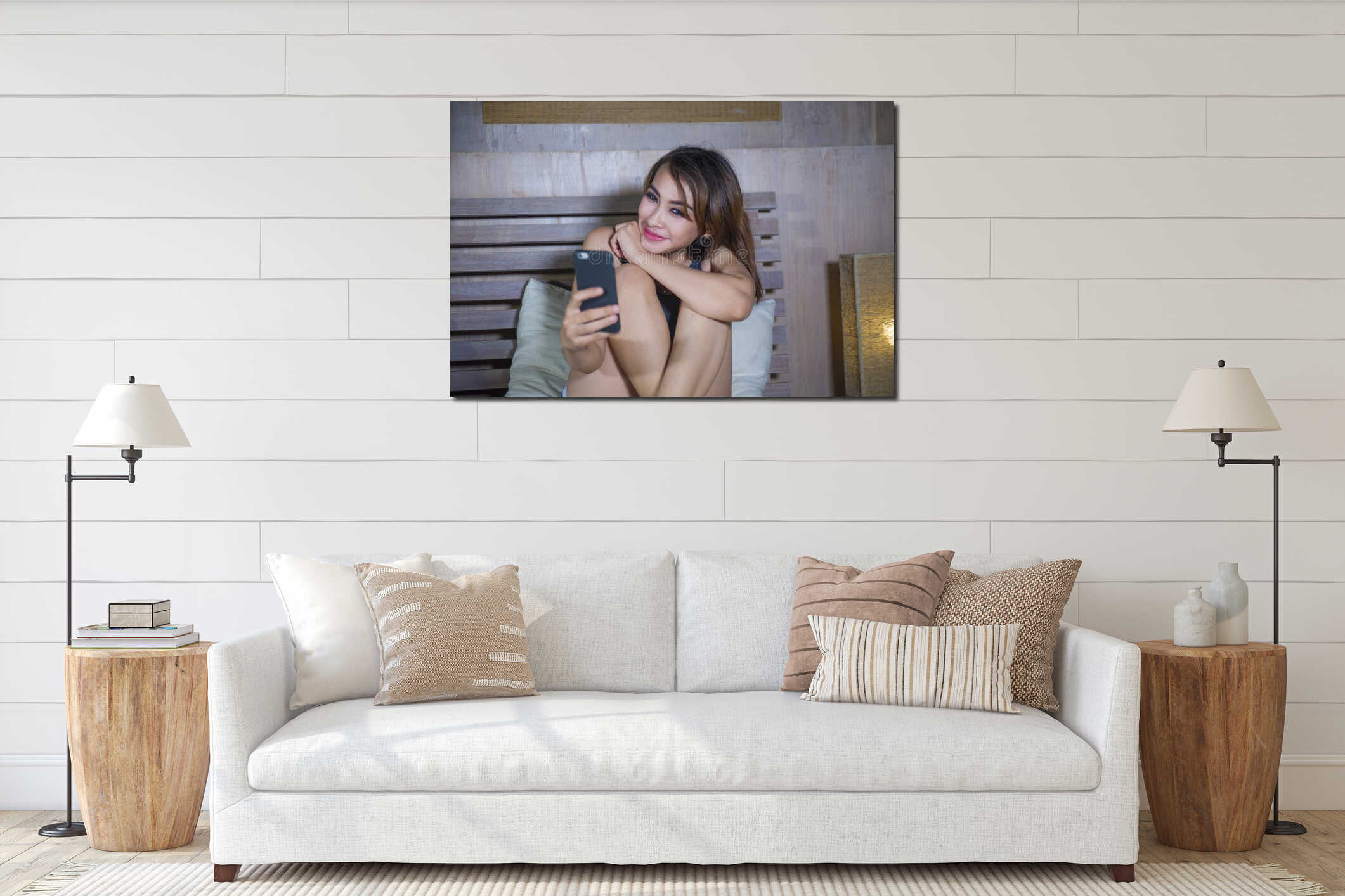 Canvas hanging interior mockup