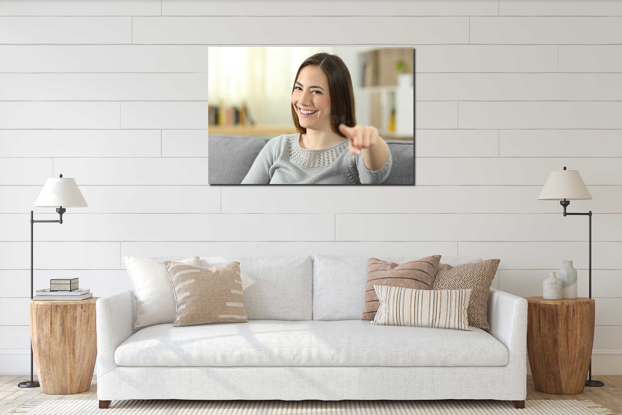 Canvas hanging interior mockup