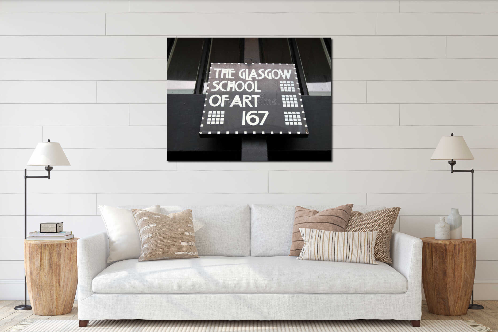 Canvas hanging interior mockup