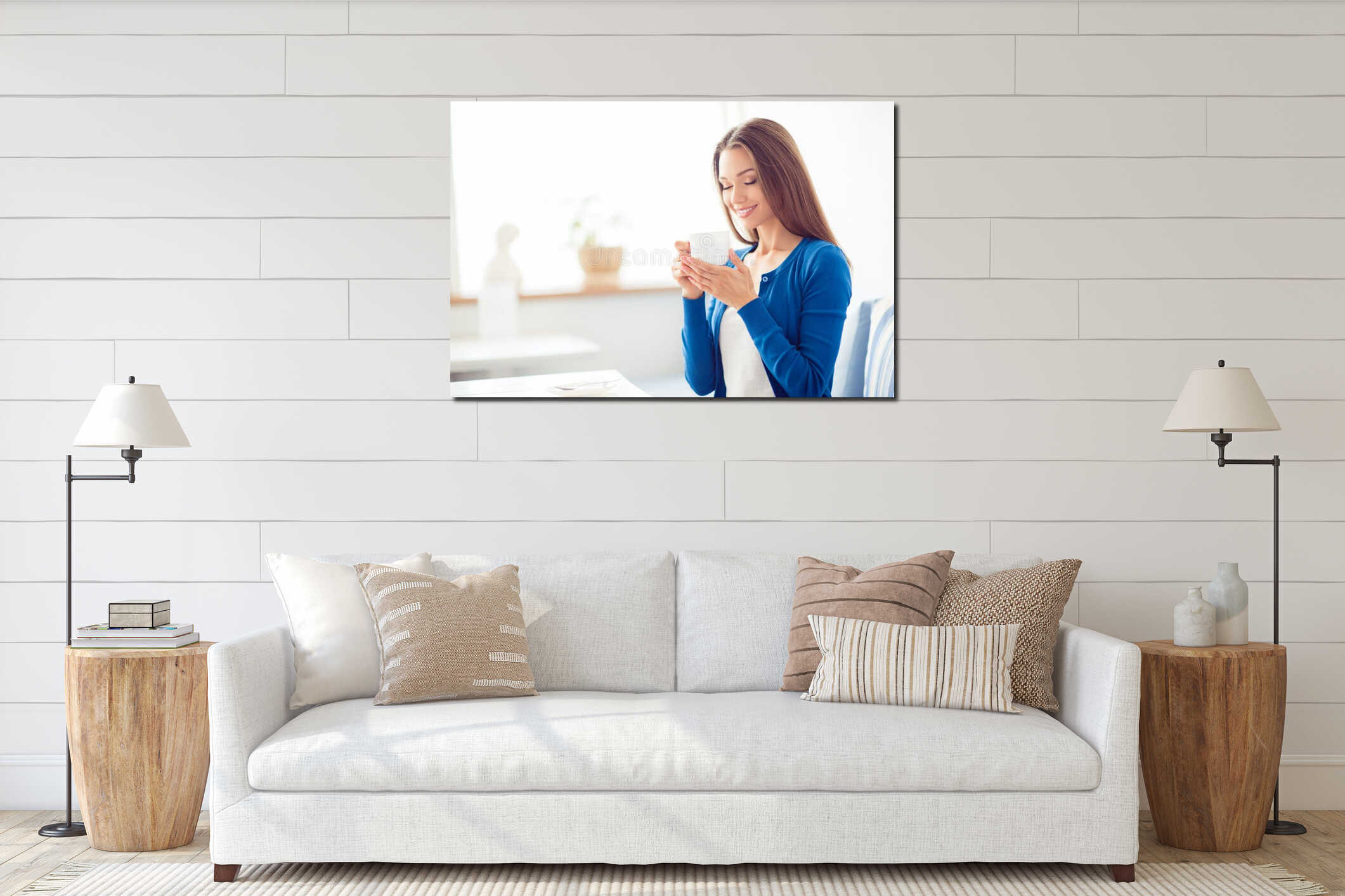 Canvas hanging interior mockup