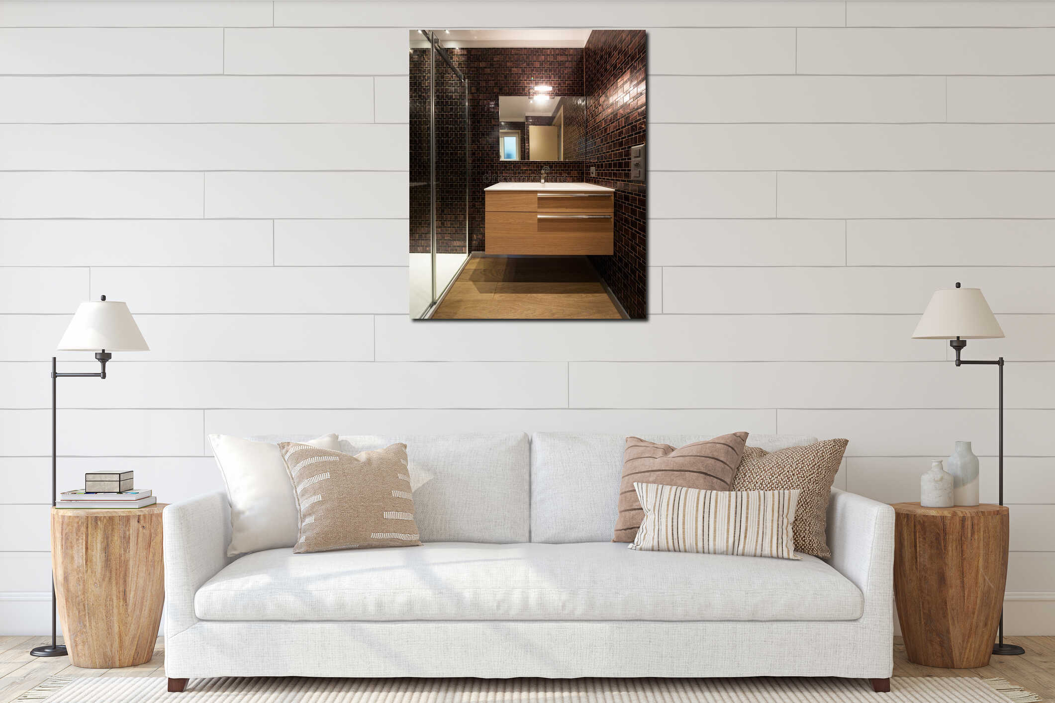 Canvas hanging interior mockup