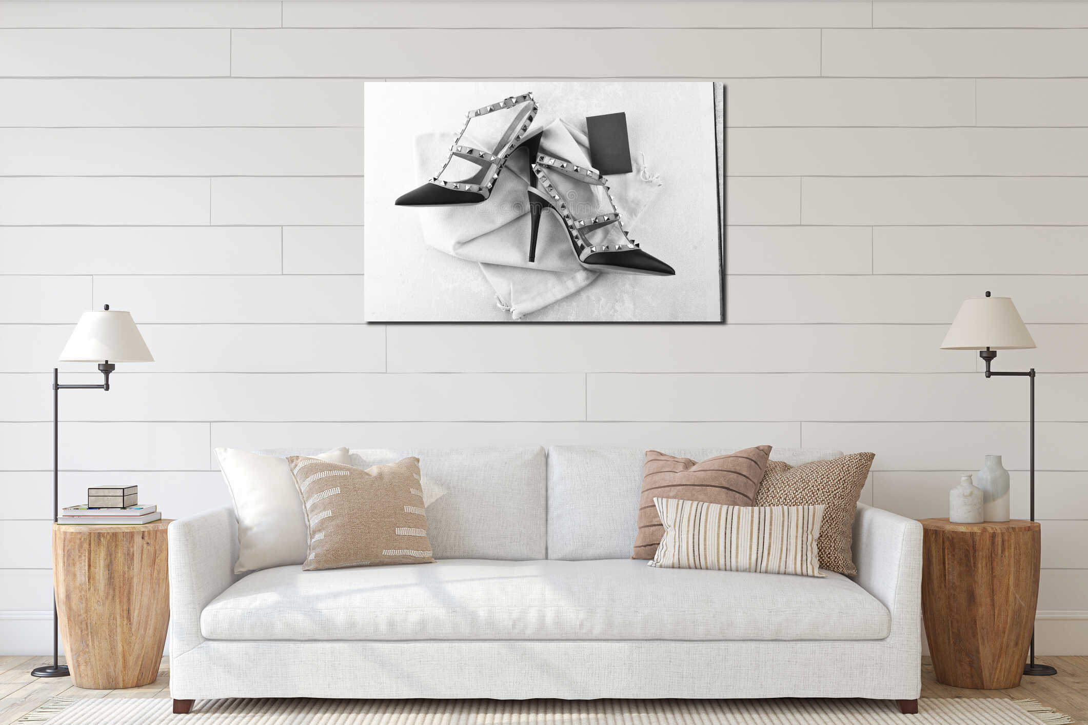 Canvas hanging interior mockup