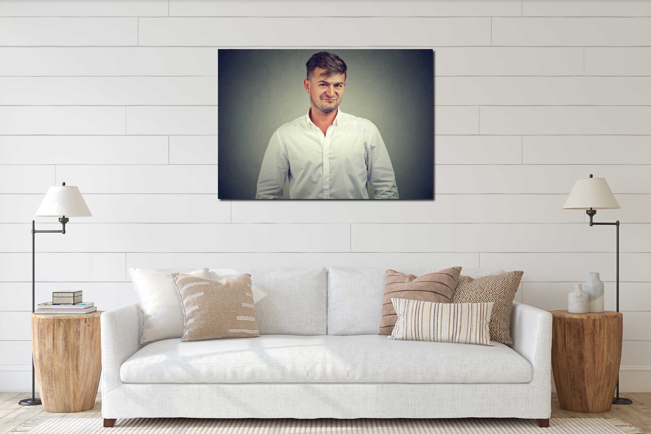 Canvas hanging interior mockup