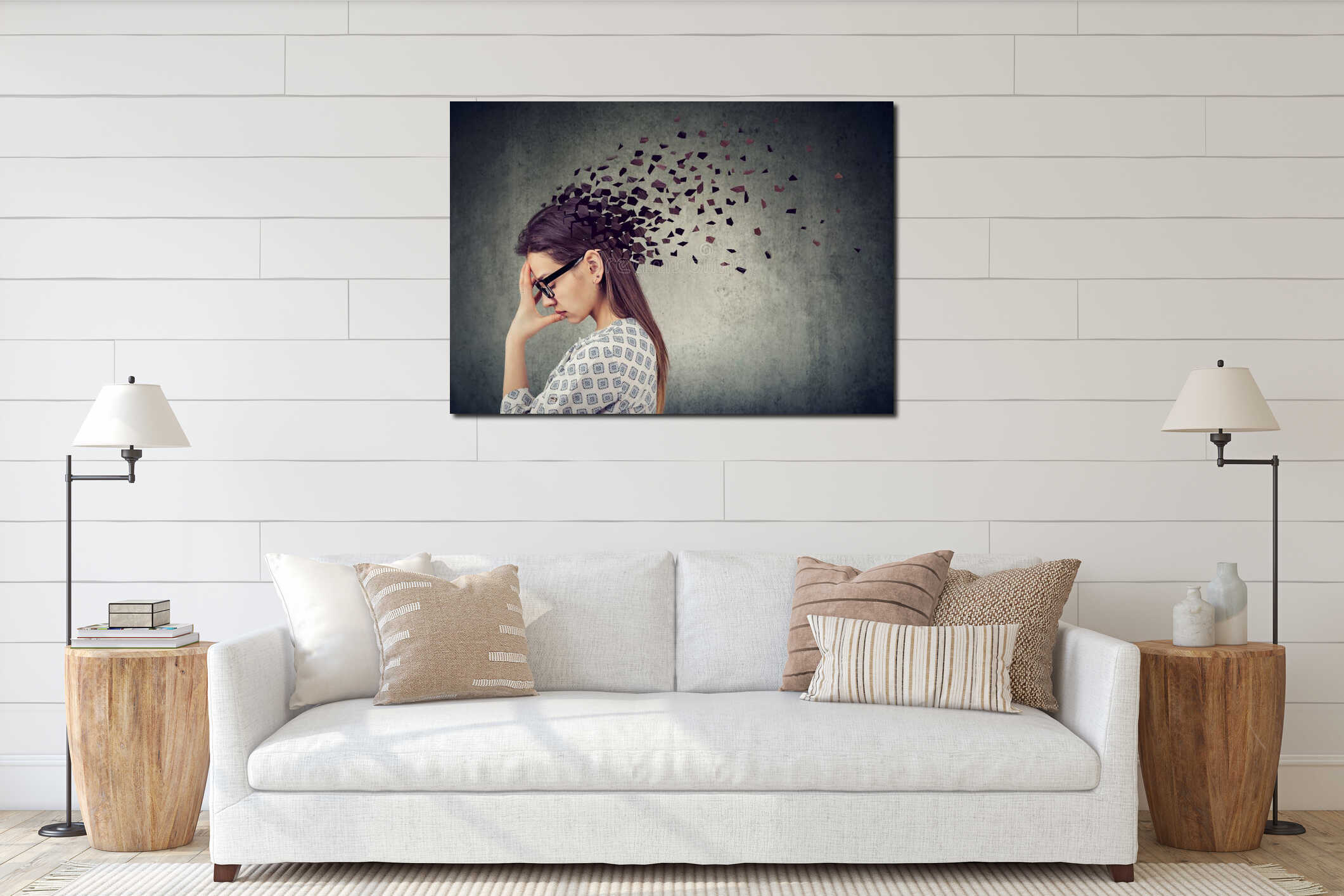 Canvas hanging interior mockup