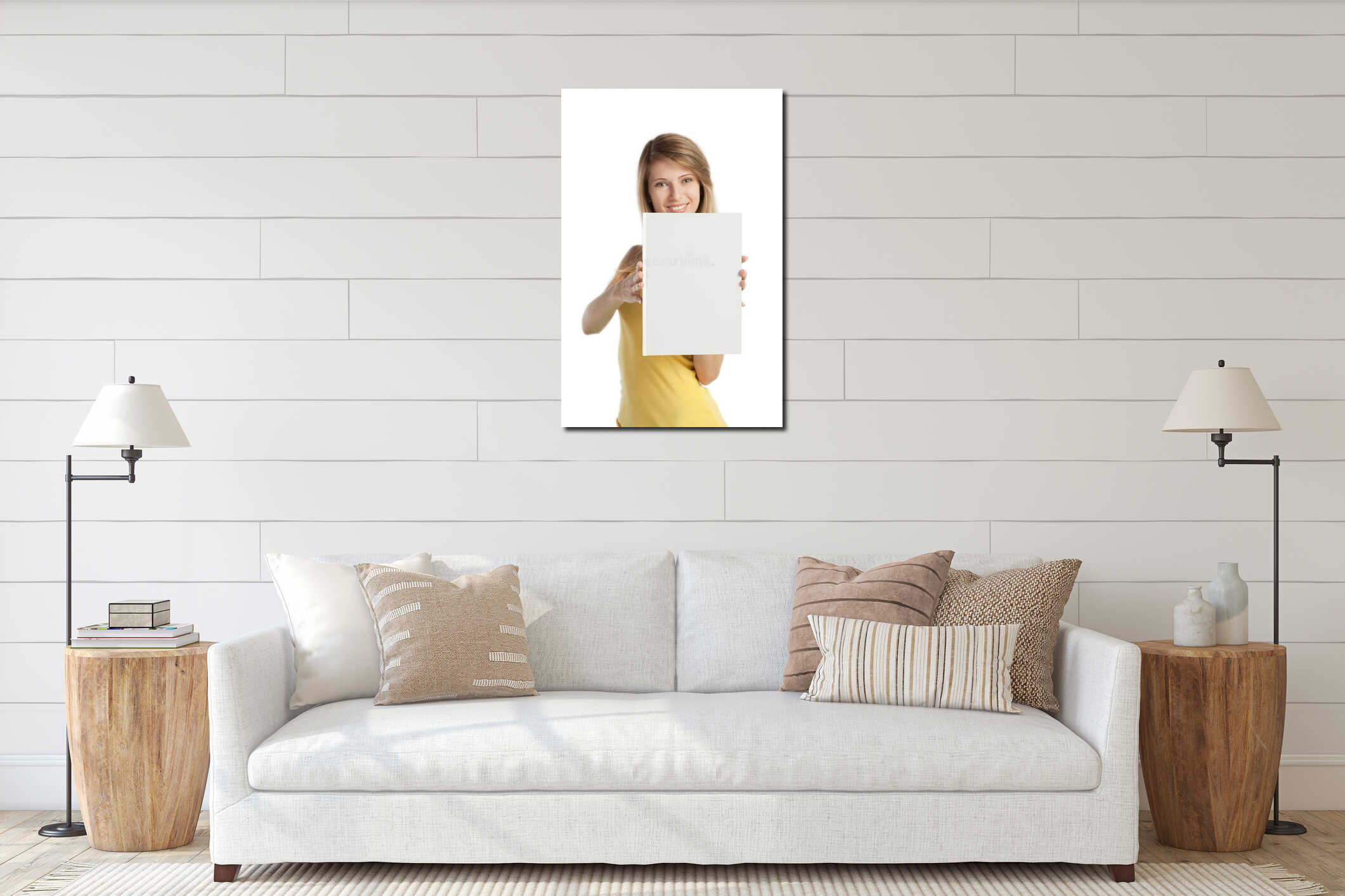 Canvas hanging interior mockup