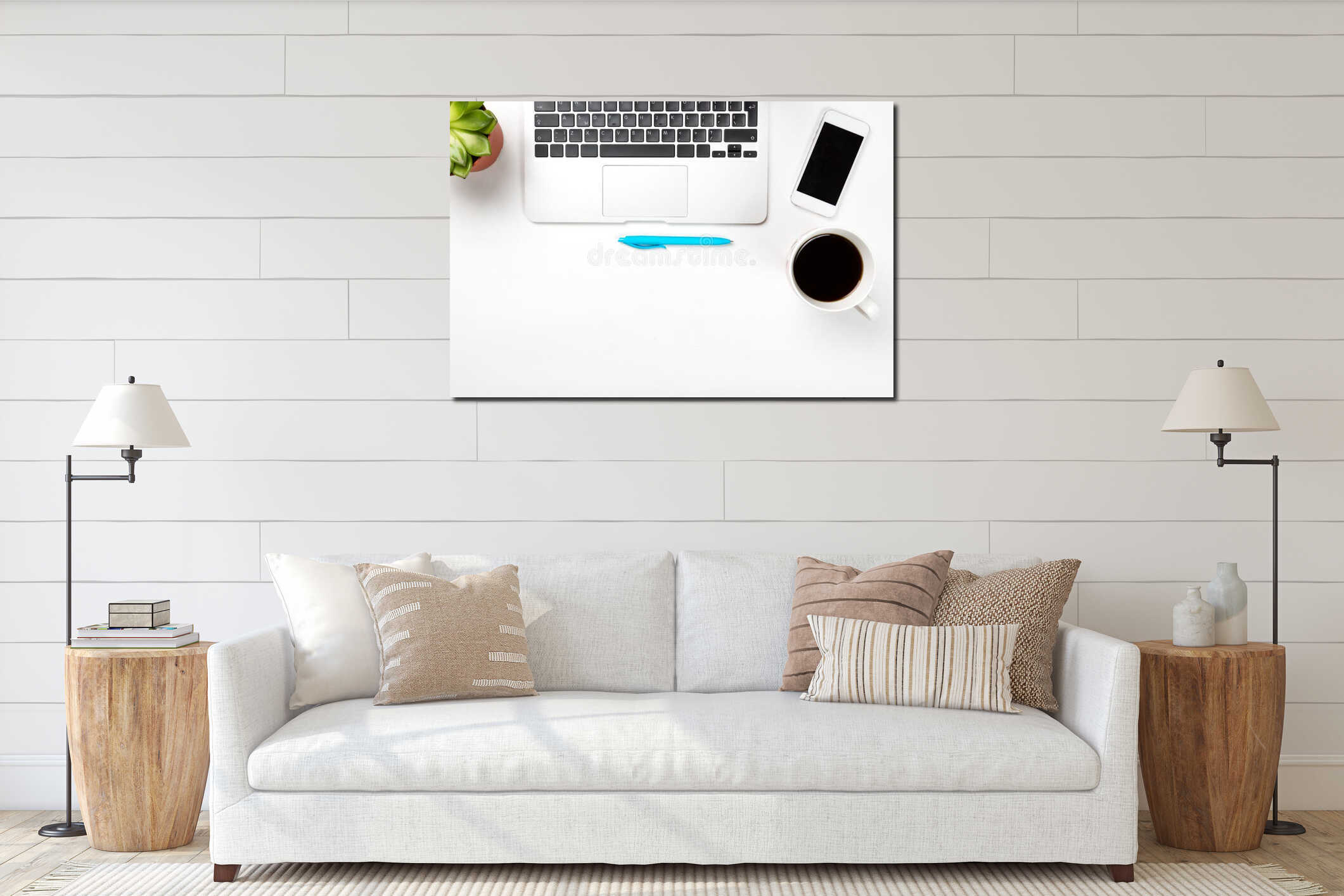 Canvas hanging interior mockup