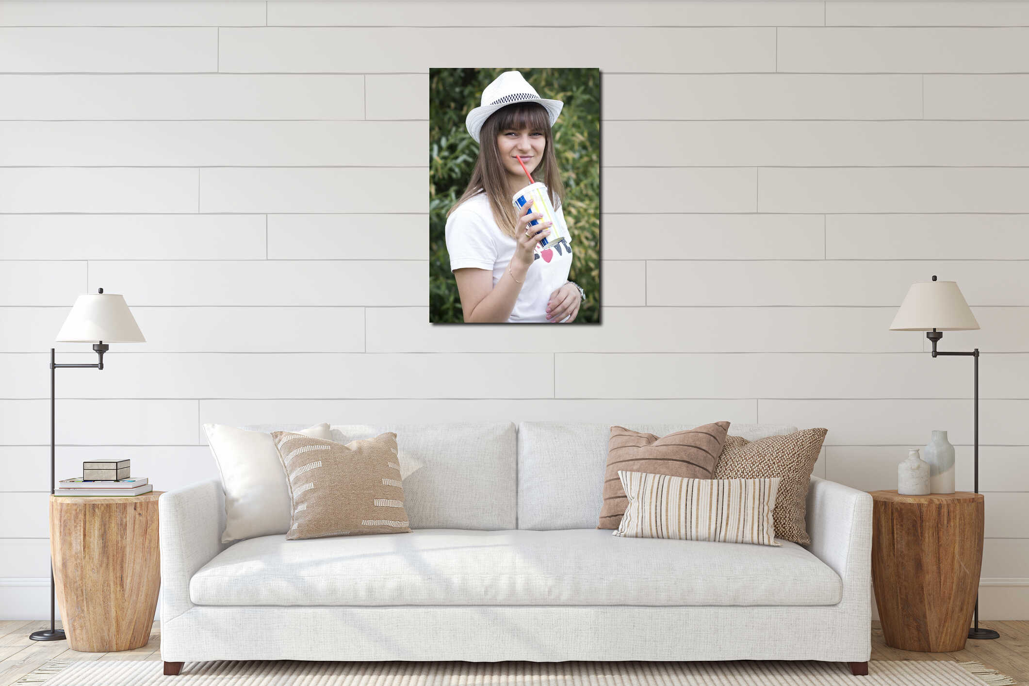 Canvas hanging interior mockup