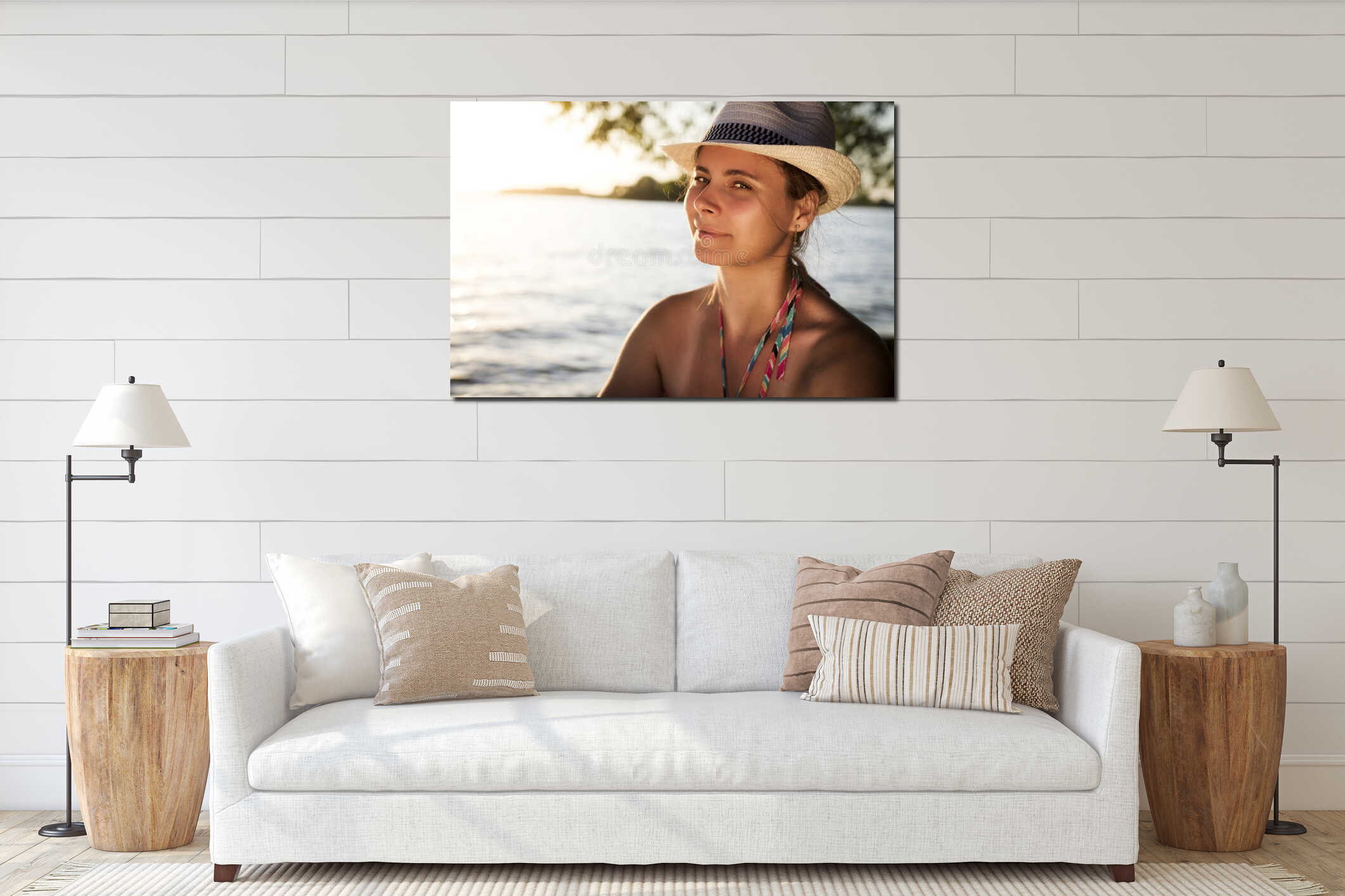 Canvas hanging interior mockup