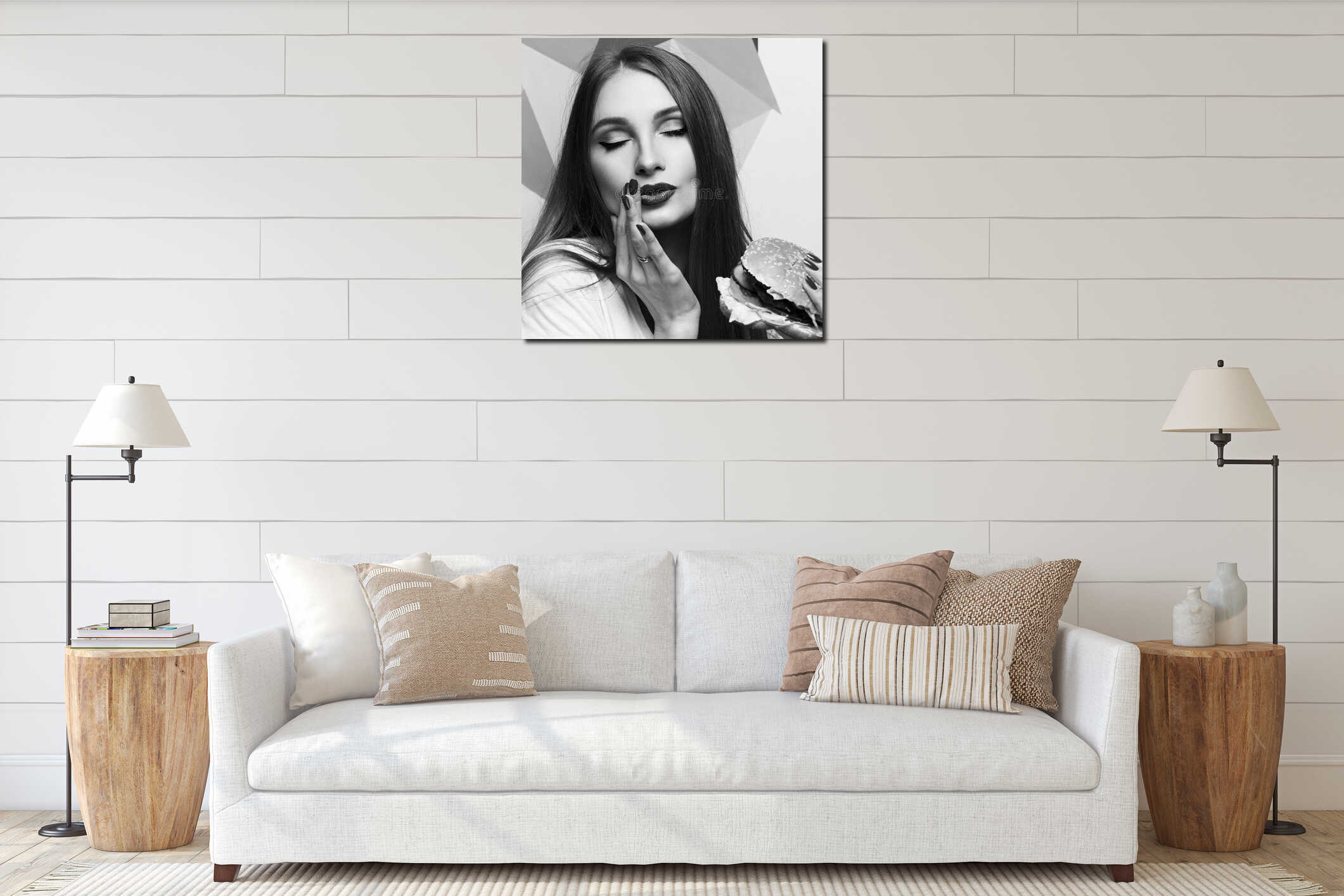 Canvas hanging interior mockup