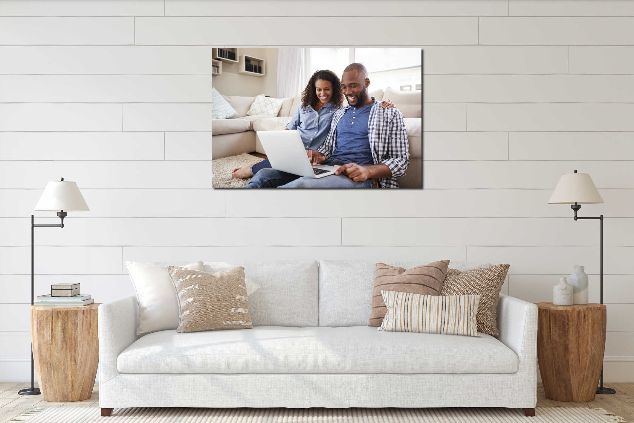 Canvas hanging interior mockup