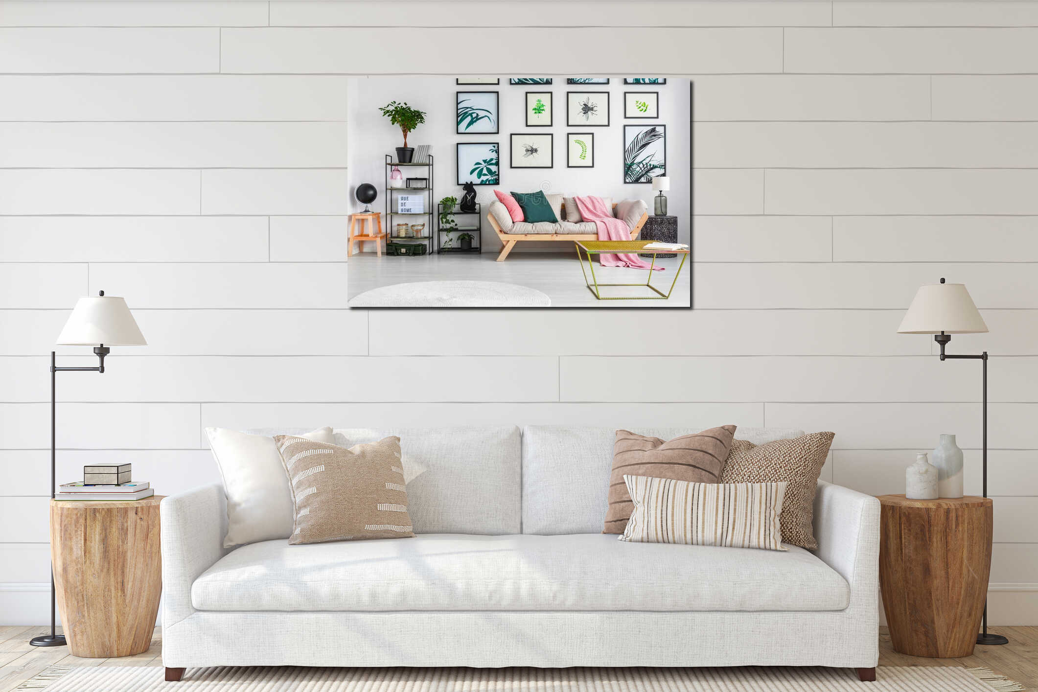Canvas hanging interior mockup
