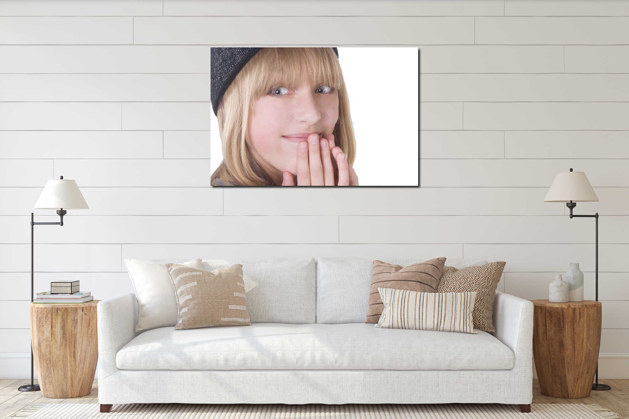 Canvas hanging interior mockup