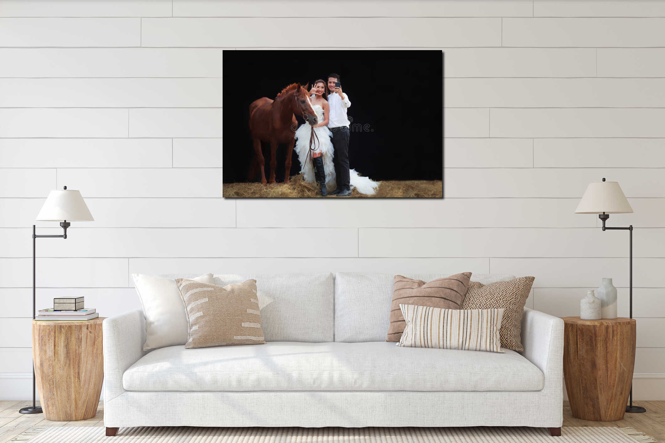 Canvas hanging interior mockup