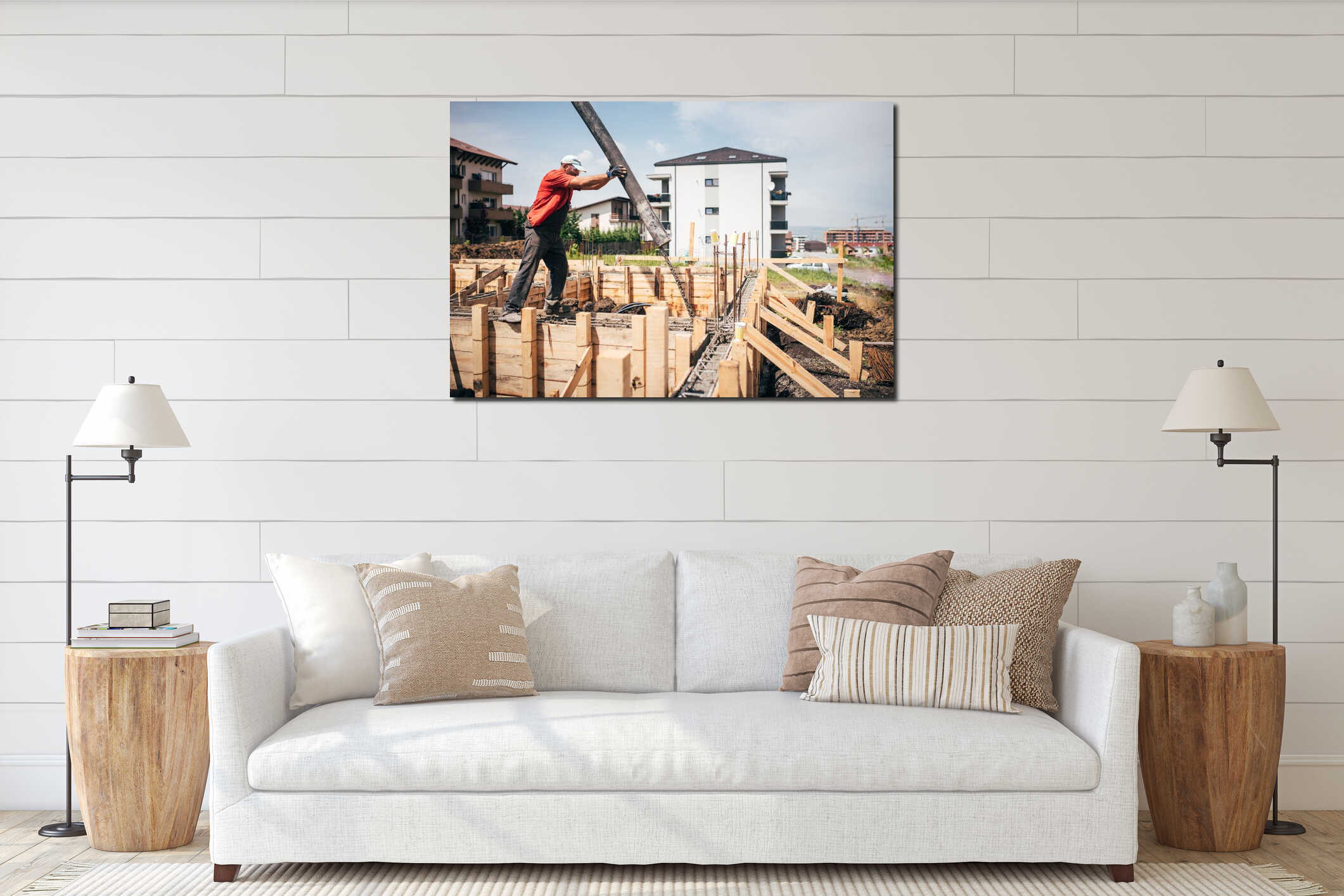 Canvas hanging interior mockup