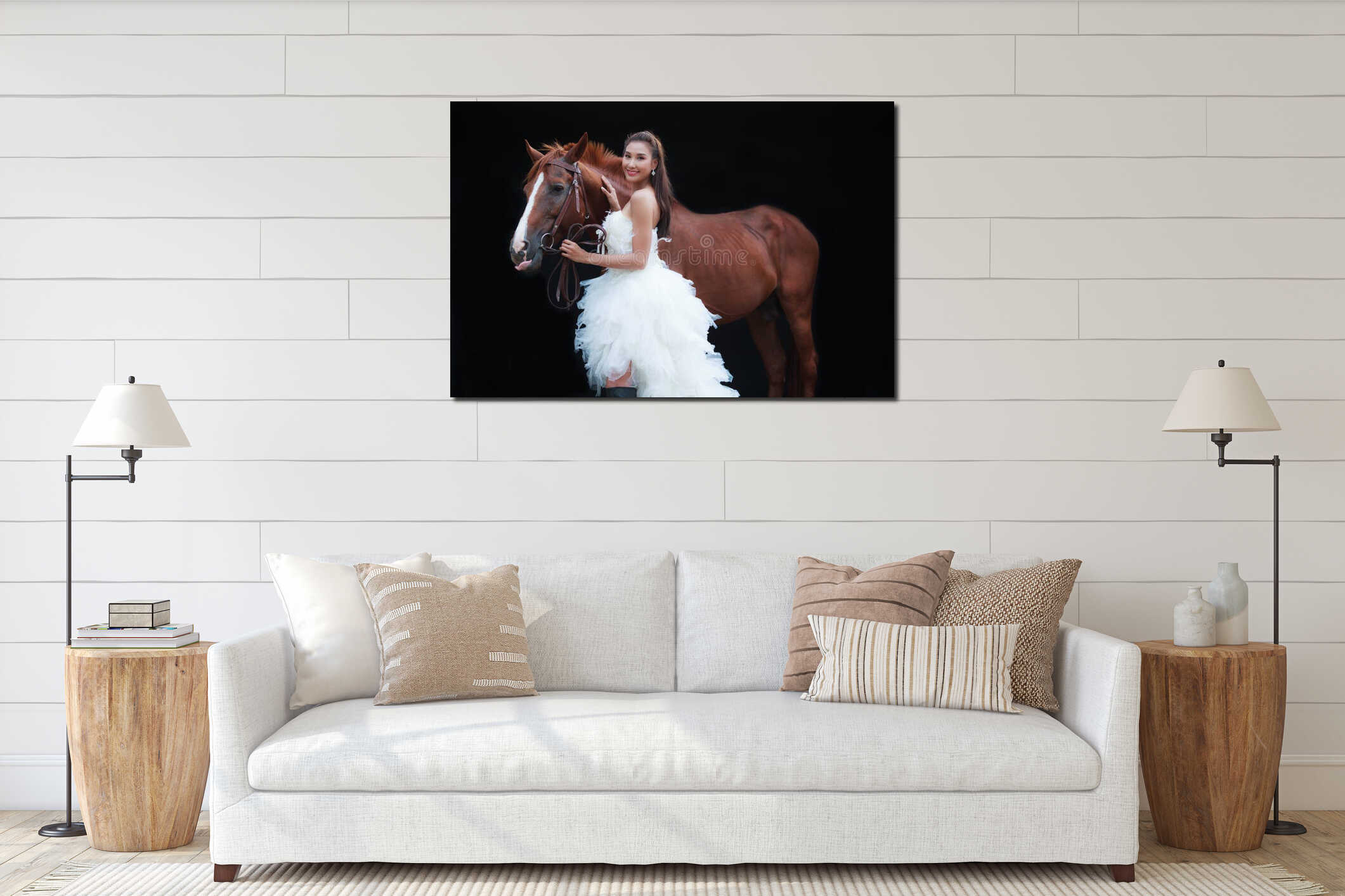 Canvas hanging interior mockup